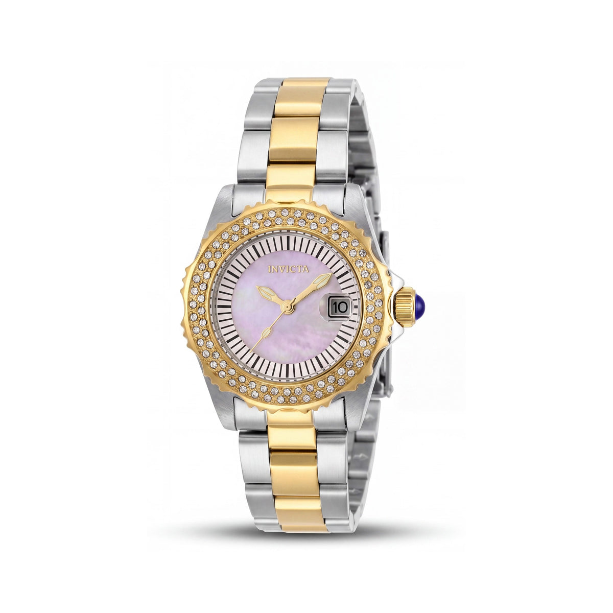 Invicta Women's Quartz Watch Two Tone Stainless Steel White Dial Crystal Accented Bezel Date 30mm, Photo 1