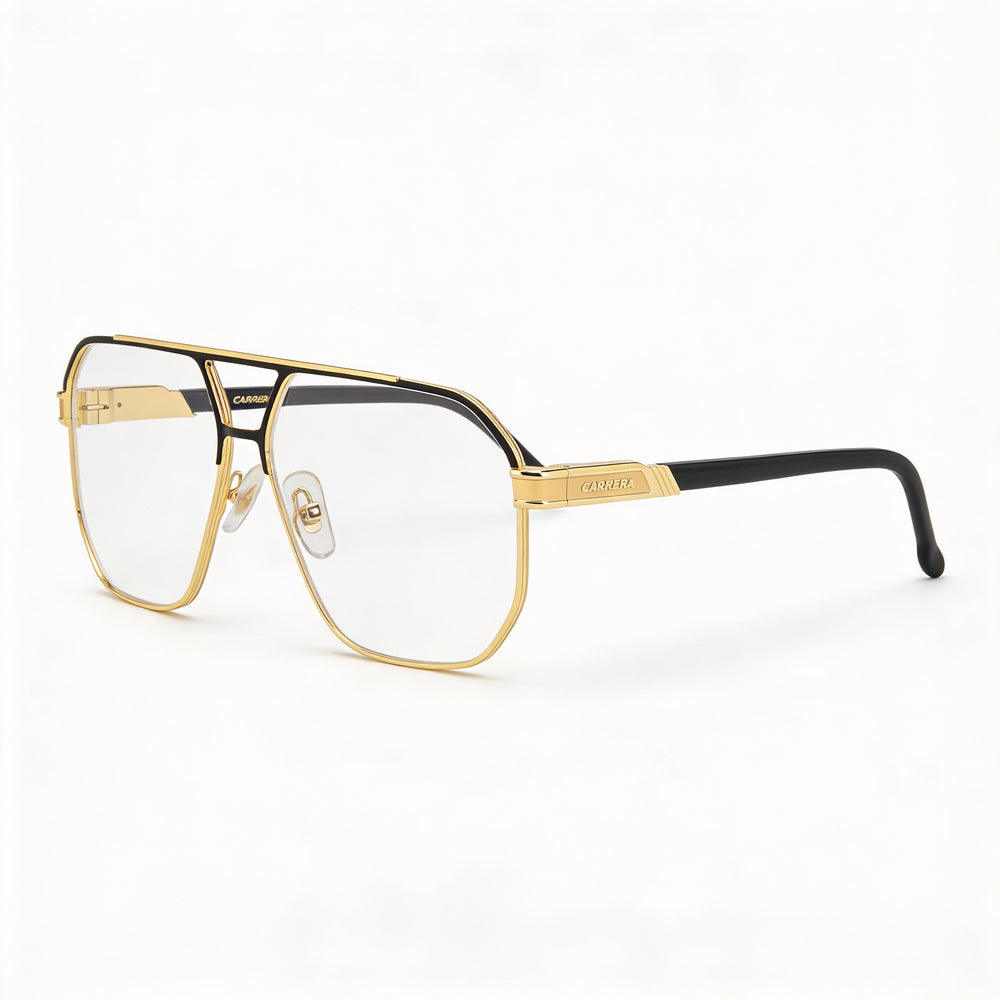 Carrera CARRERA 1135 Montura de anteojos moderna para hombre, oro negro mate, lentes de policarbonato transparente 60-14-145