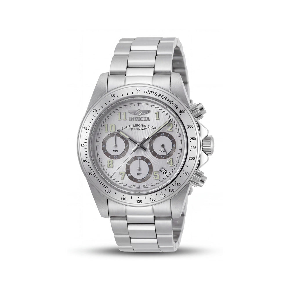 Reloj de buceo Invicta Speedway para hombre, cronógrafo de cuarzo con esfera blanca, caja y pulsera de acero inoxidable de 40 mm