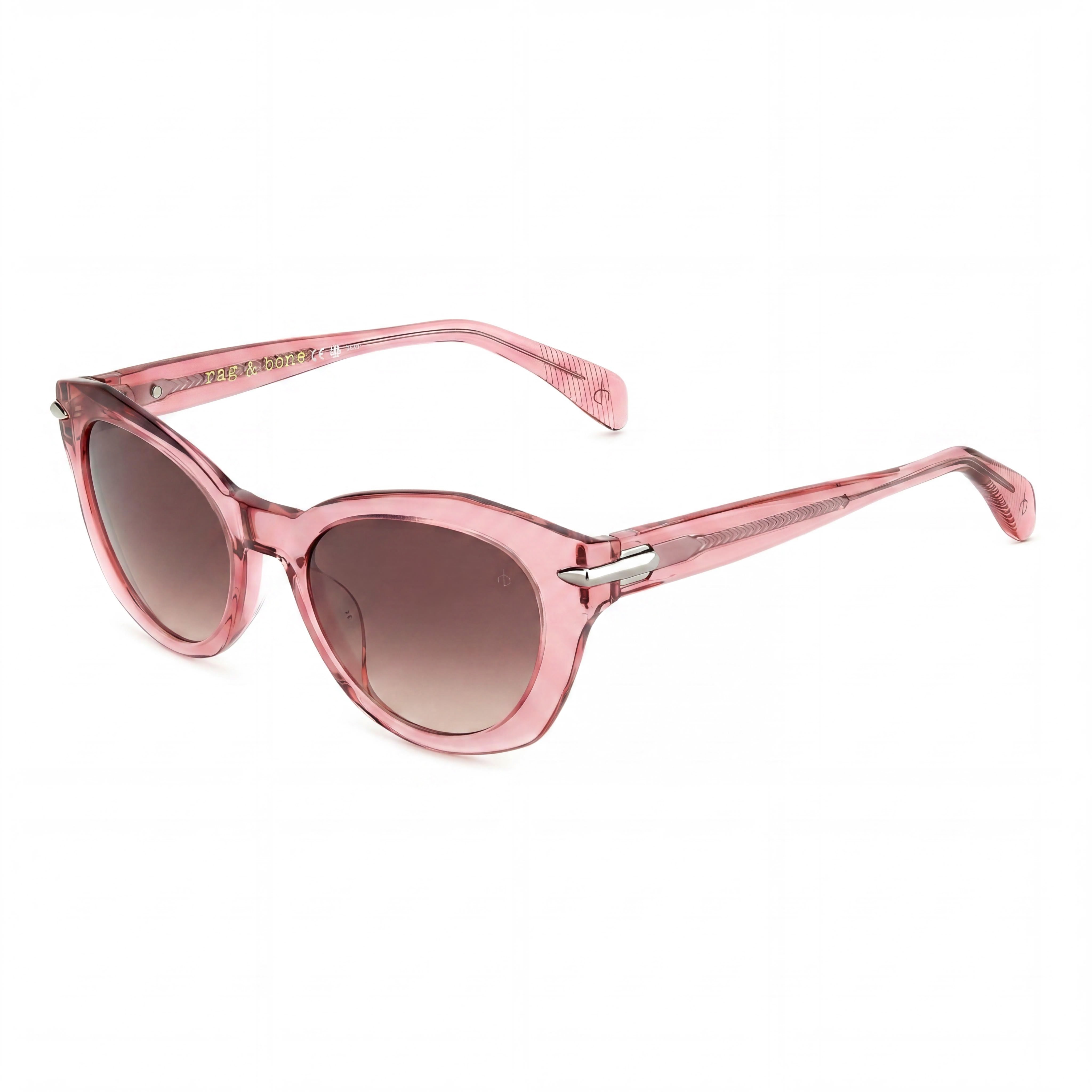 Gafas de sol informales Rag & Bone para mujer con montura de acetato rosa y lentes marrones 53-19-140, Photo 1