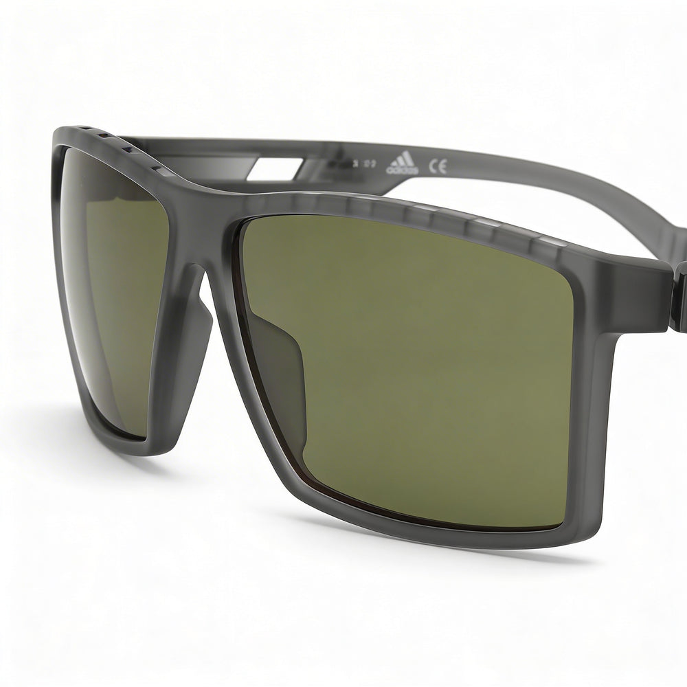 Adidas Men's Injected Sun Glasses Grey Green Plastic Frame Green Non-Polarized Lens UV Protection 63mm