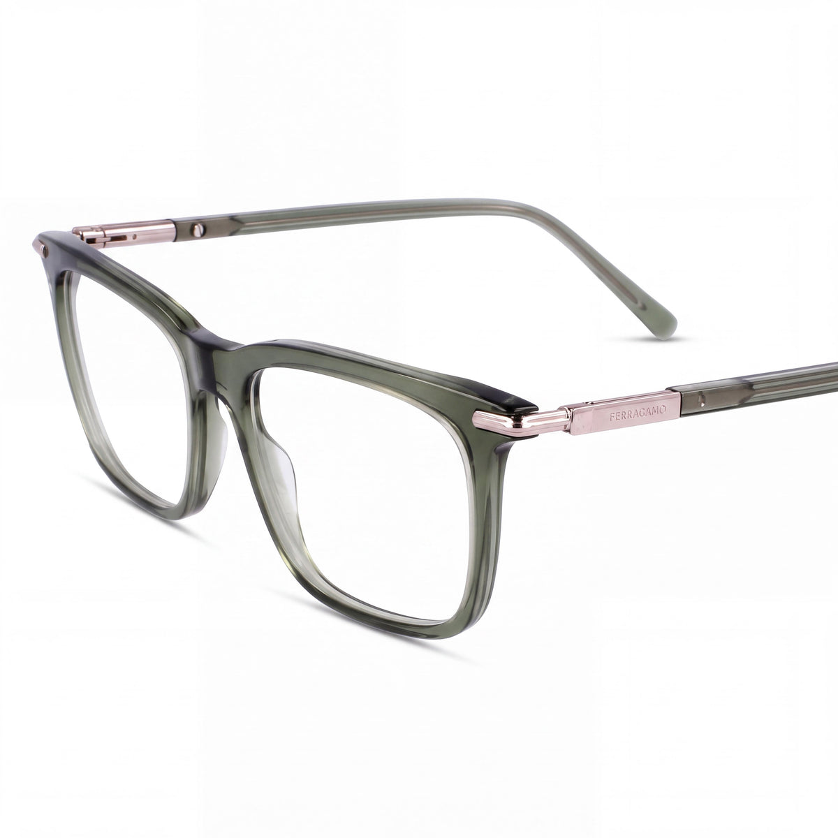 Salvatore Ferragamo Sf3007 Men's Eyewear featuring Metal Transparent Green Frame 53mm, Photo 1