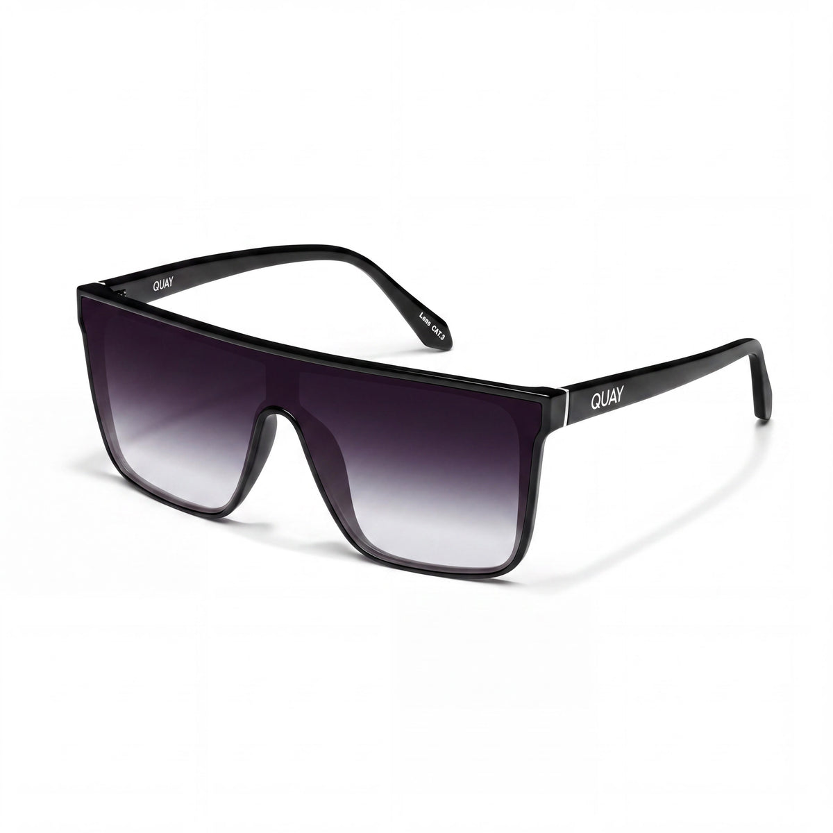 QUAY AUSTRALIA Nightfall Medium Unisex Black Fade Injection Shield Sunglasses UV Protection 140mm, Photo 1