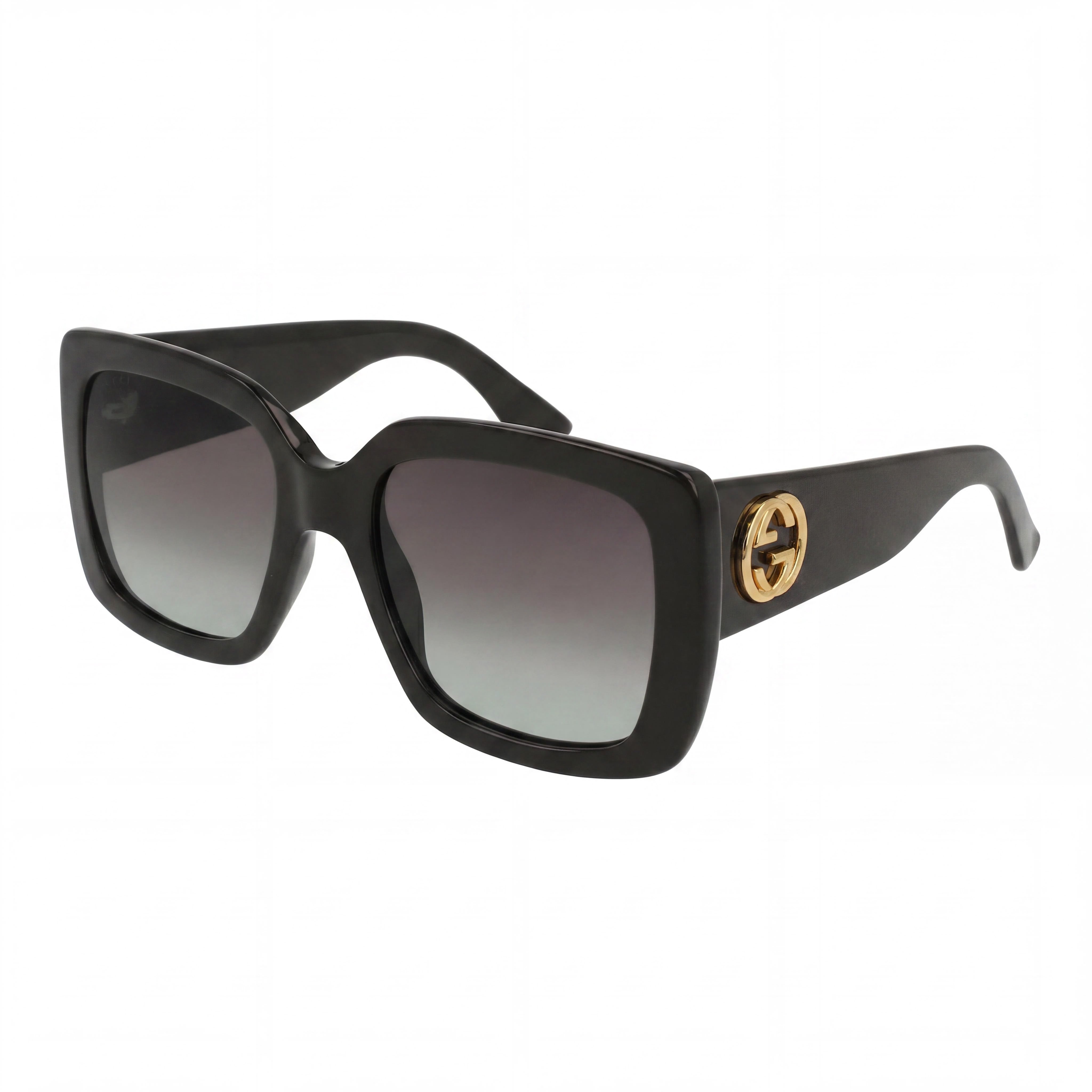 Gucci GG0141SN Women's Black Plastic Full Rim Square Frame Non-Polarized Grey Gradient Sunglasses 53mm, Photo 1