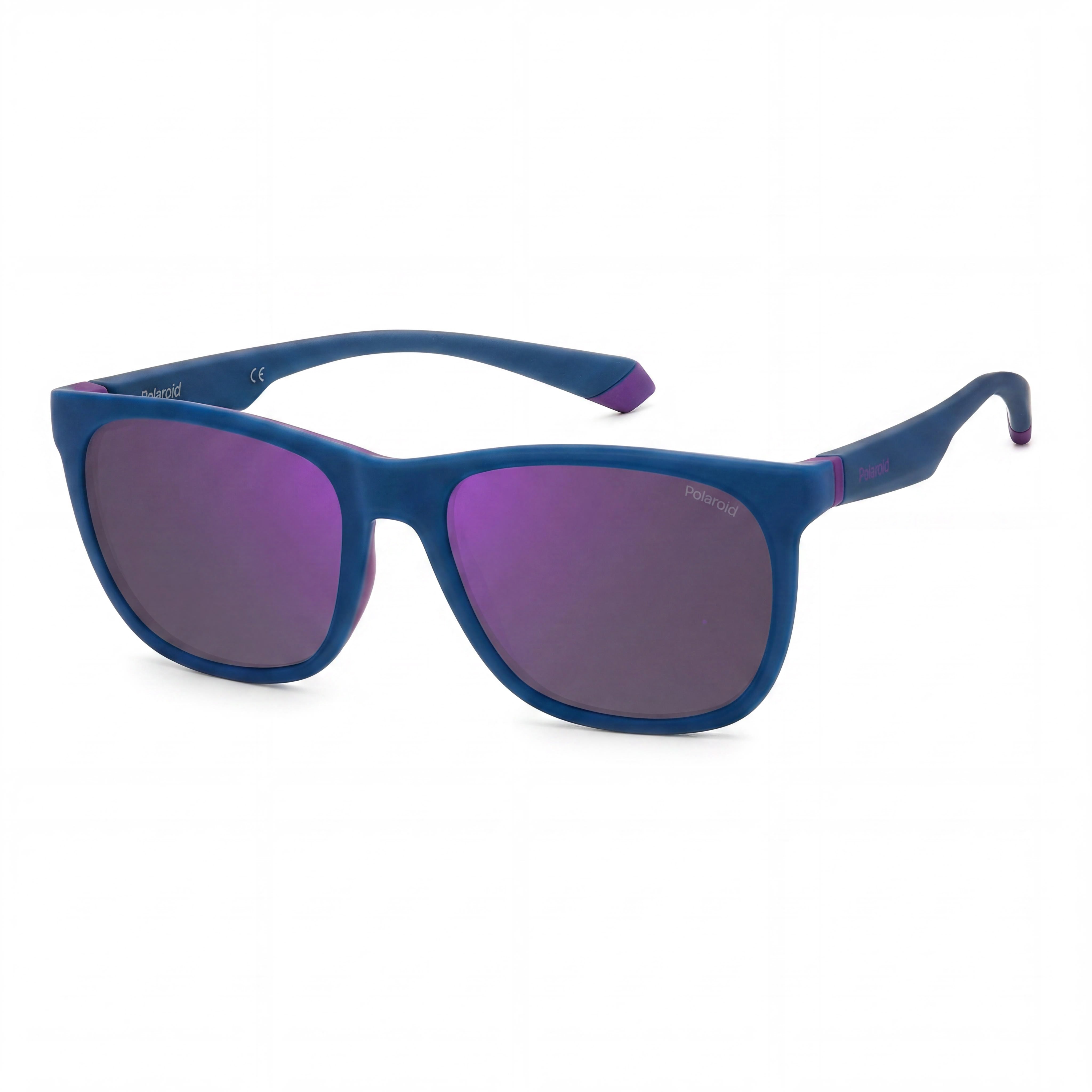 Gafas de sol Polaroid Modern para hombre con montura de acetato color violeta azure y lentes de policarbonato violeta espejo de 55 mm, Photo 1