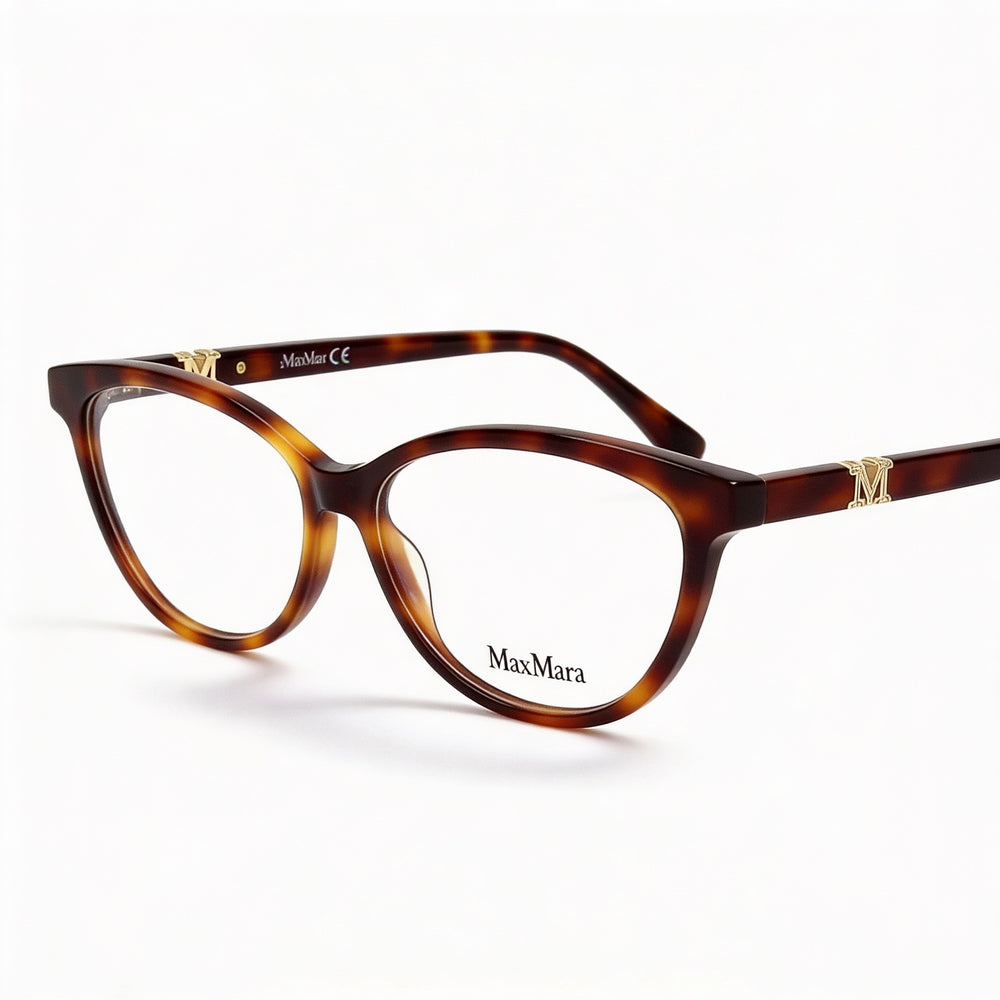 MaxMara Women's Casual Dark Havana Plastic Frame Transparent Polycarbonate Lens Sunglasses, 54mm Lens Width