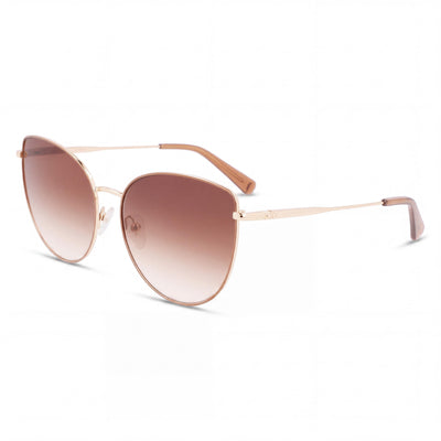 Longchamp LO158S Women's Casual Gold Beige Metal Frame Gold Beige Polycarbonate Lens Sunglasses 60mm