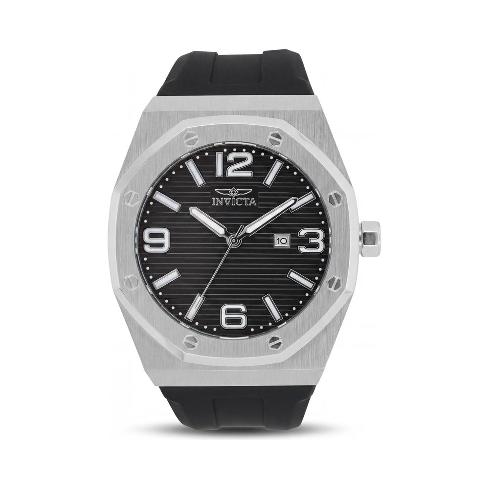 Reloj Invicta Huracan Modern para hombre, de 48 mm, con caja de acero y silicona negra, de cuarzo y esfera negra.