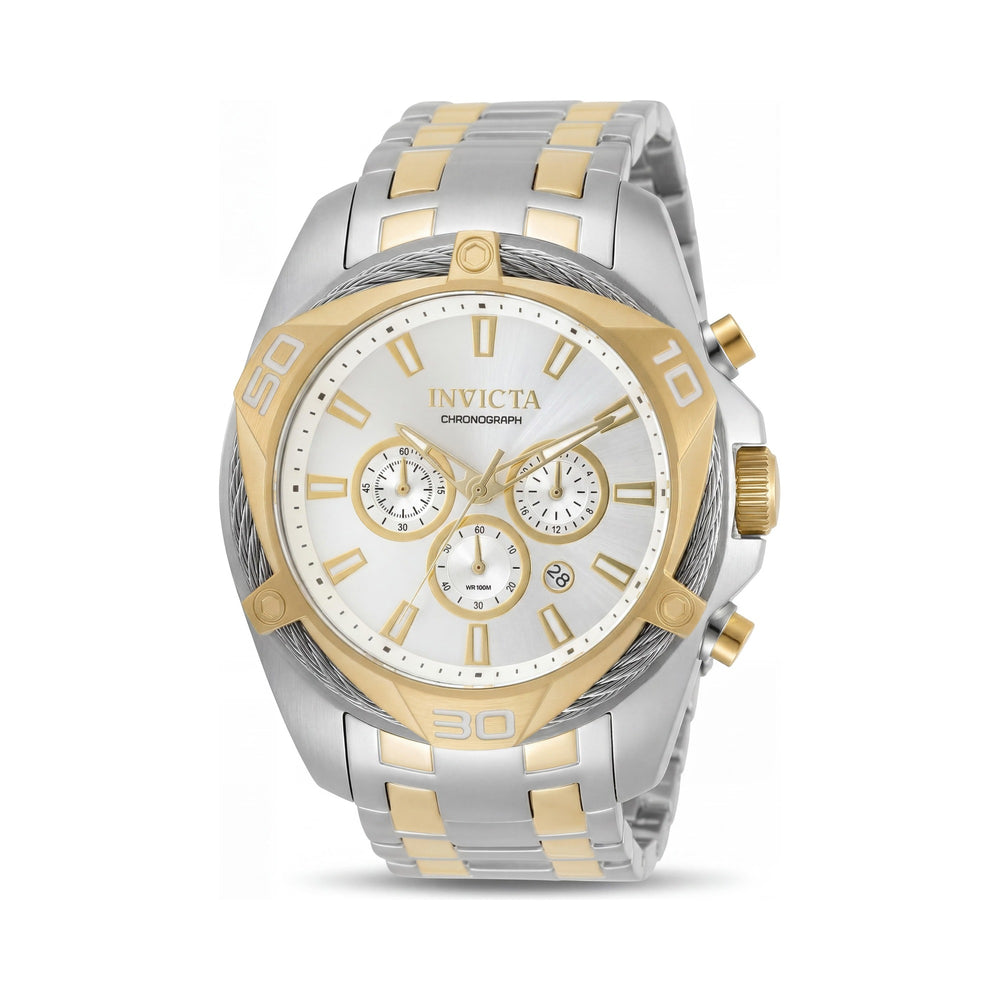 Reloj de cuarzo cronógrafo Invicta Bolt 34126 para hombre con caja de acero inoxidable de 50 mm y esfera plateada