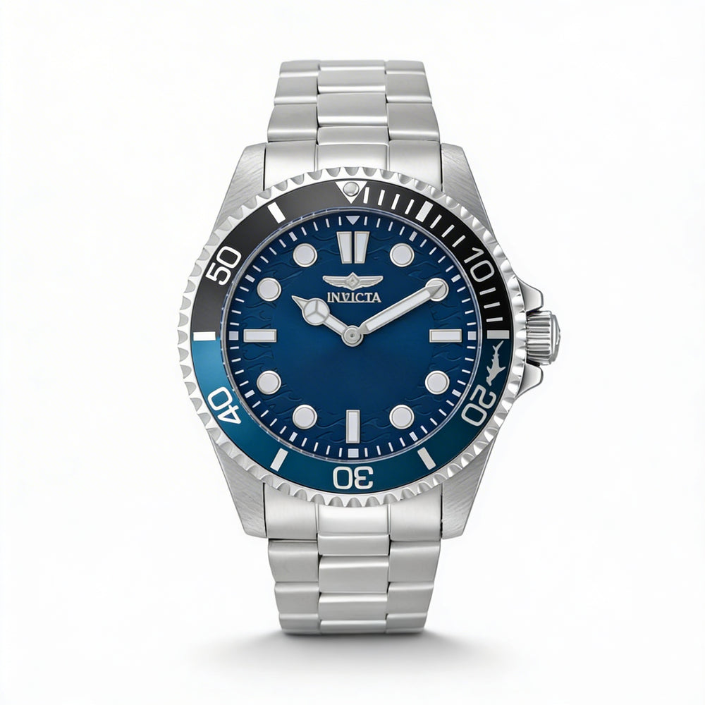Reloj de cuarzo Invicta Pro Diver 49704 para hombre con caja y pulsera de acero inoxidable de 43 mm y esfera azul.