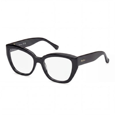 MaxMara Women's MM5134 Polarized Eyewear featuring a Shiny Black Plastic Frame and Multicoloured Lenses, 54mm