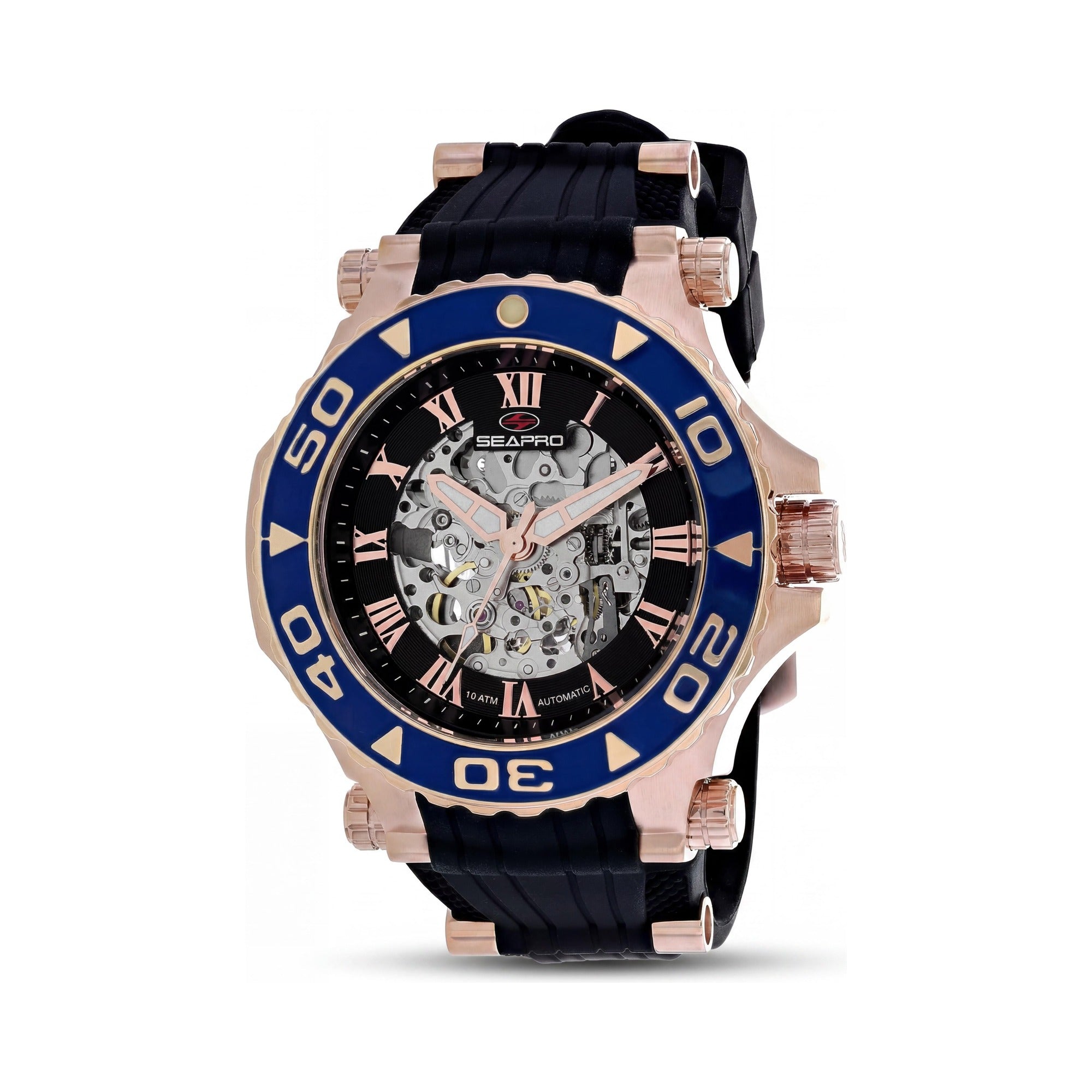 Seapro Modern Men's Black Automatic Stainless Steel Water Resistant Watch, Photo 1