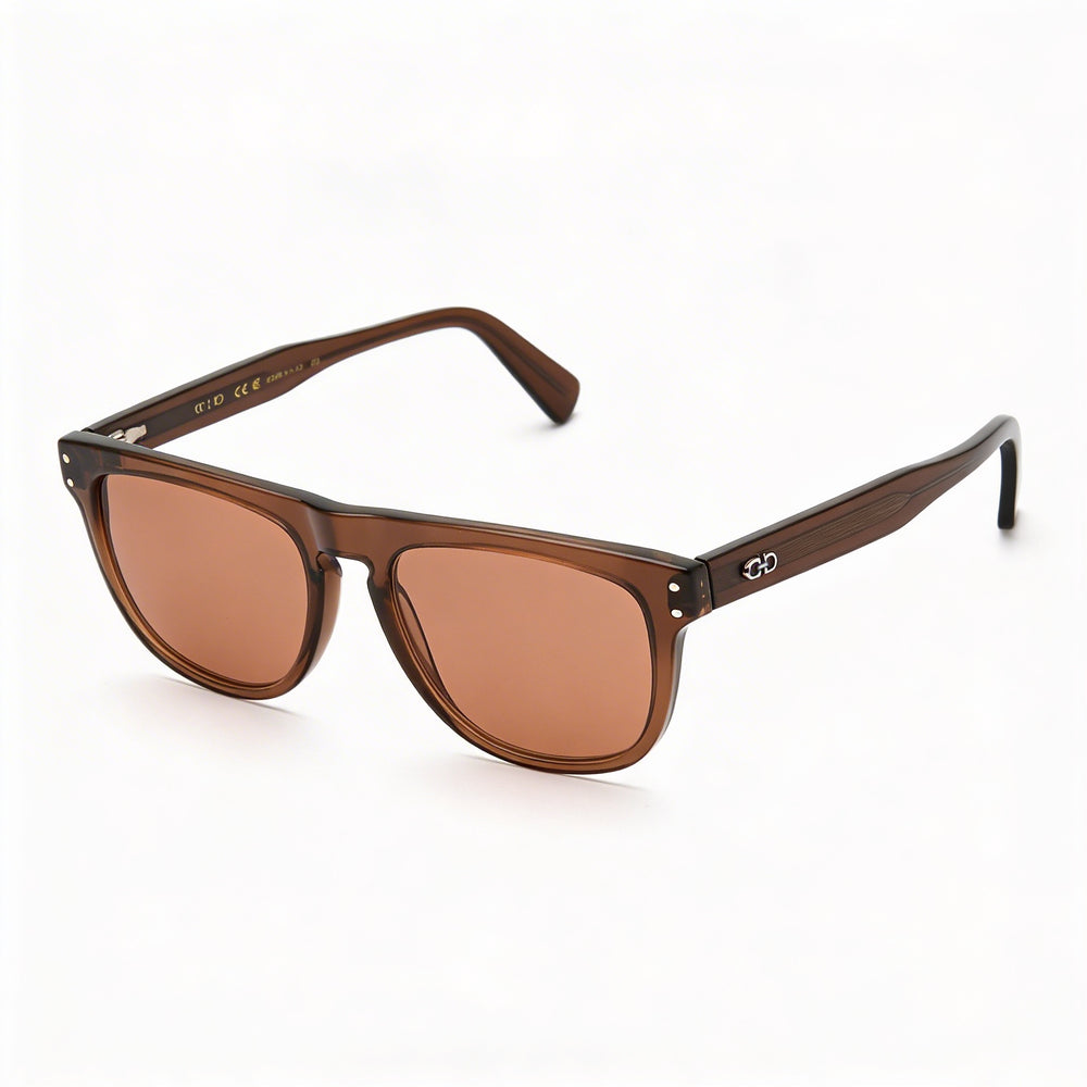 Salvatore Ferragamo SF1111S Men's Plastic Frame Sunglasses with UV Protection, Transparent Brown 55mm