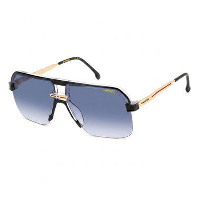 Carrera 1066/S Men's Black Crystal Polyamide Square Sunglasses with Dark Blue Shaded Non-Polarized UV Lenses 63mm