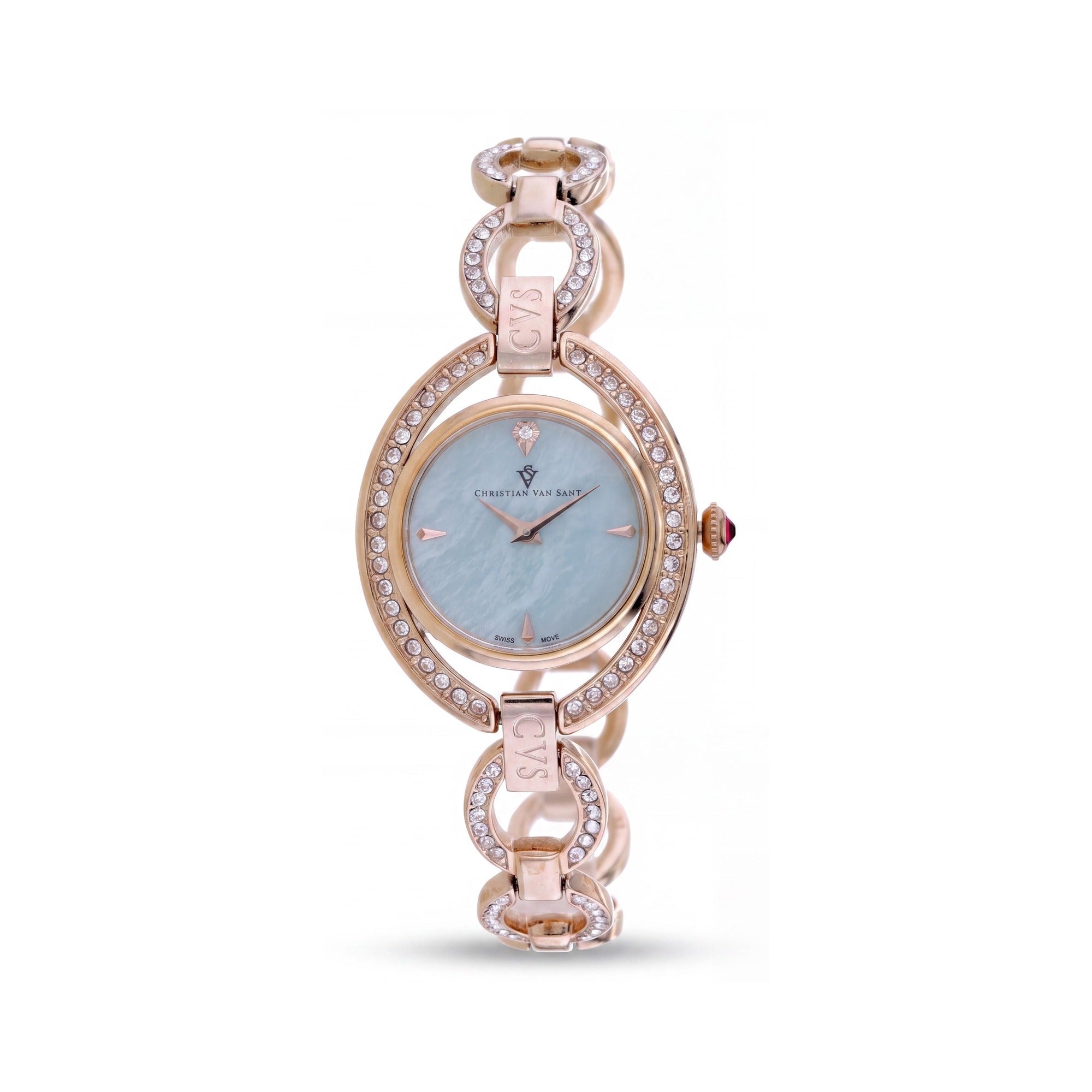 Christian Van Sant CV2935 Women's Rose Gold Stainless Steel Watch with Blue Dial and Quartz Movement, Photo 1