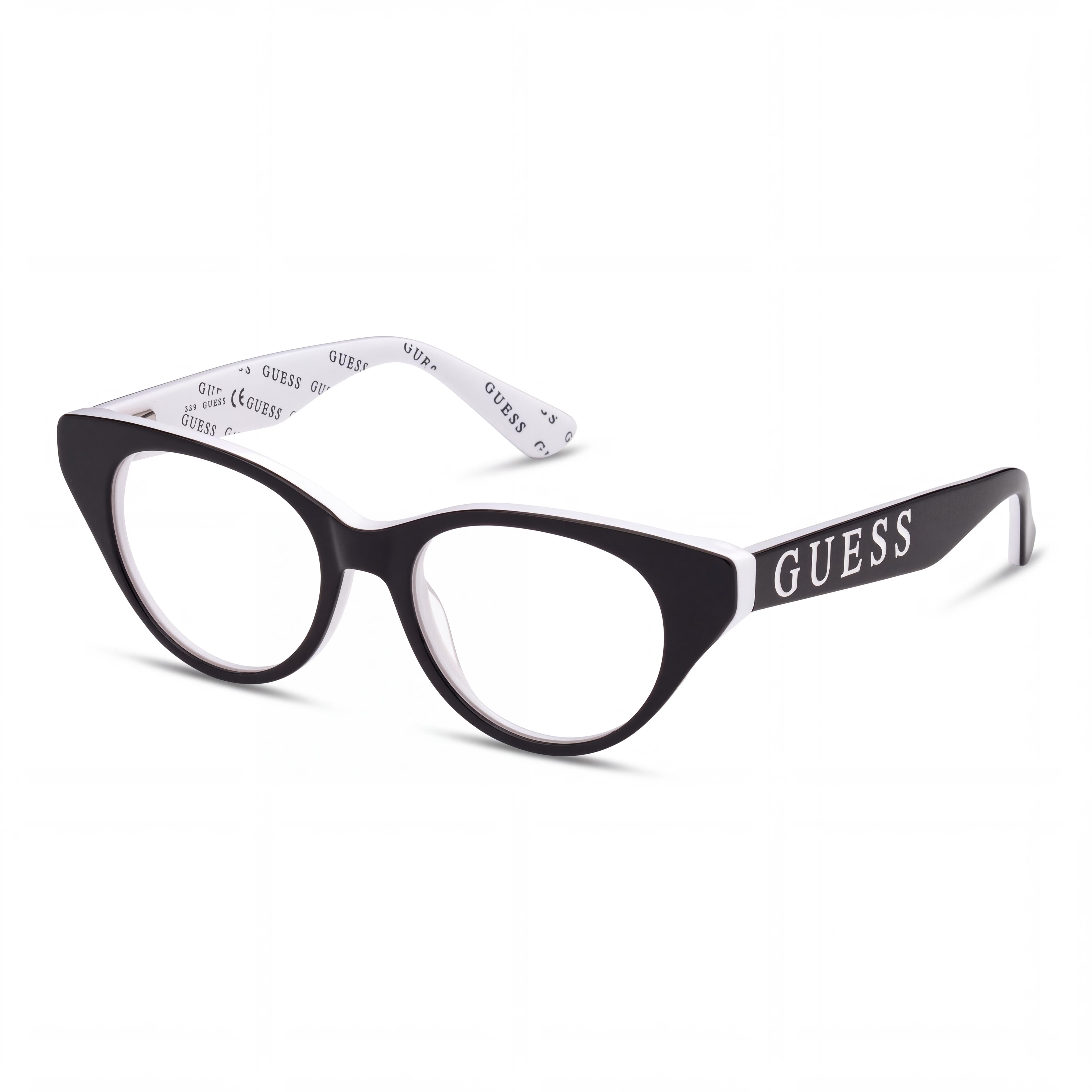 GUESS Gu9192 Women's Black Plastic Cat Eye Eyeglasses Frame with 47mm Lens Width, 16mm Bridge, 130mm Temple Length, Photo 1