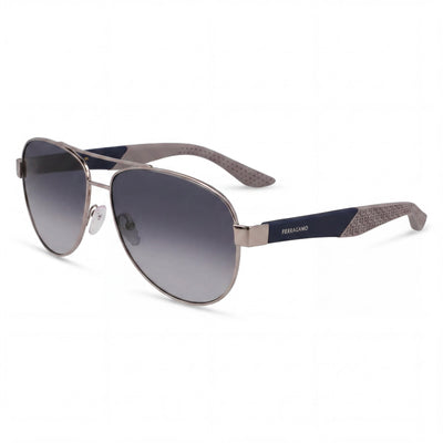 Salvatore Ferragamo Sf275sn Unisex Aviator Metallo Non-Polarized Gradient Shiny Light Rutherium Sunglasses 62mm