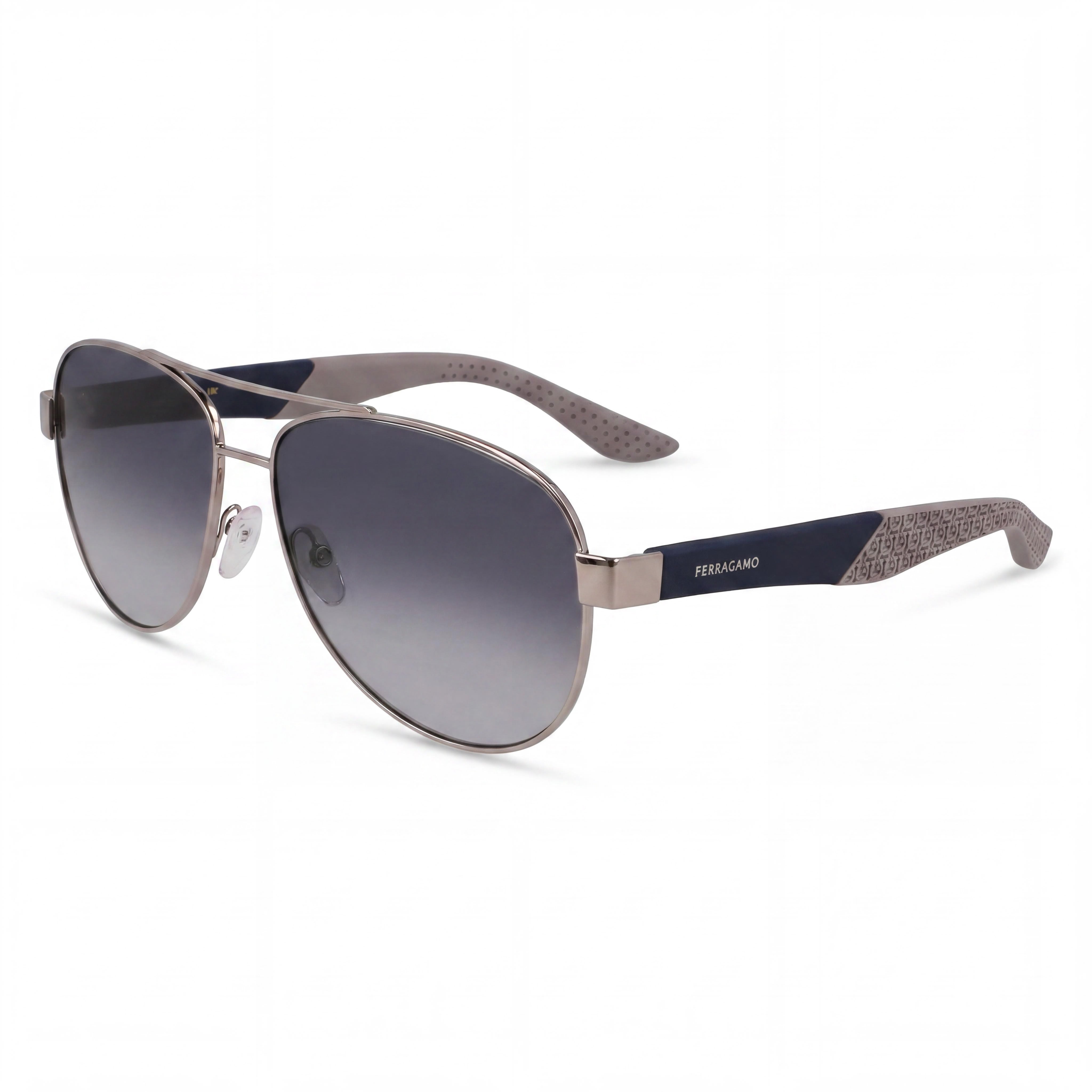 Salvatore Ferragamo Sf275sn Unisex Aviator Metallo Non-Polarized Gradient Shiny Light Rutherium Sunglasses 62mm, Photo 1