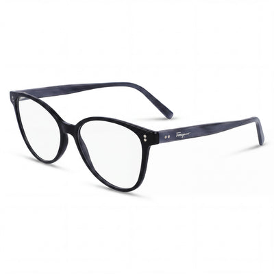 Ferragamo Modern Women's Cat Eye Full-Rim Plastic Eyeglasses 54mm Black/Grey Marble