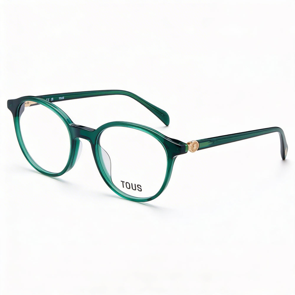 TOUS Casual Women's Acetate Eyeglass Frame Green Top, White, Green, Shiny Transparent Green 50-19-140