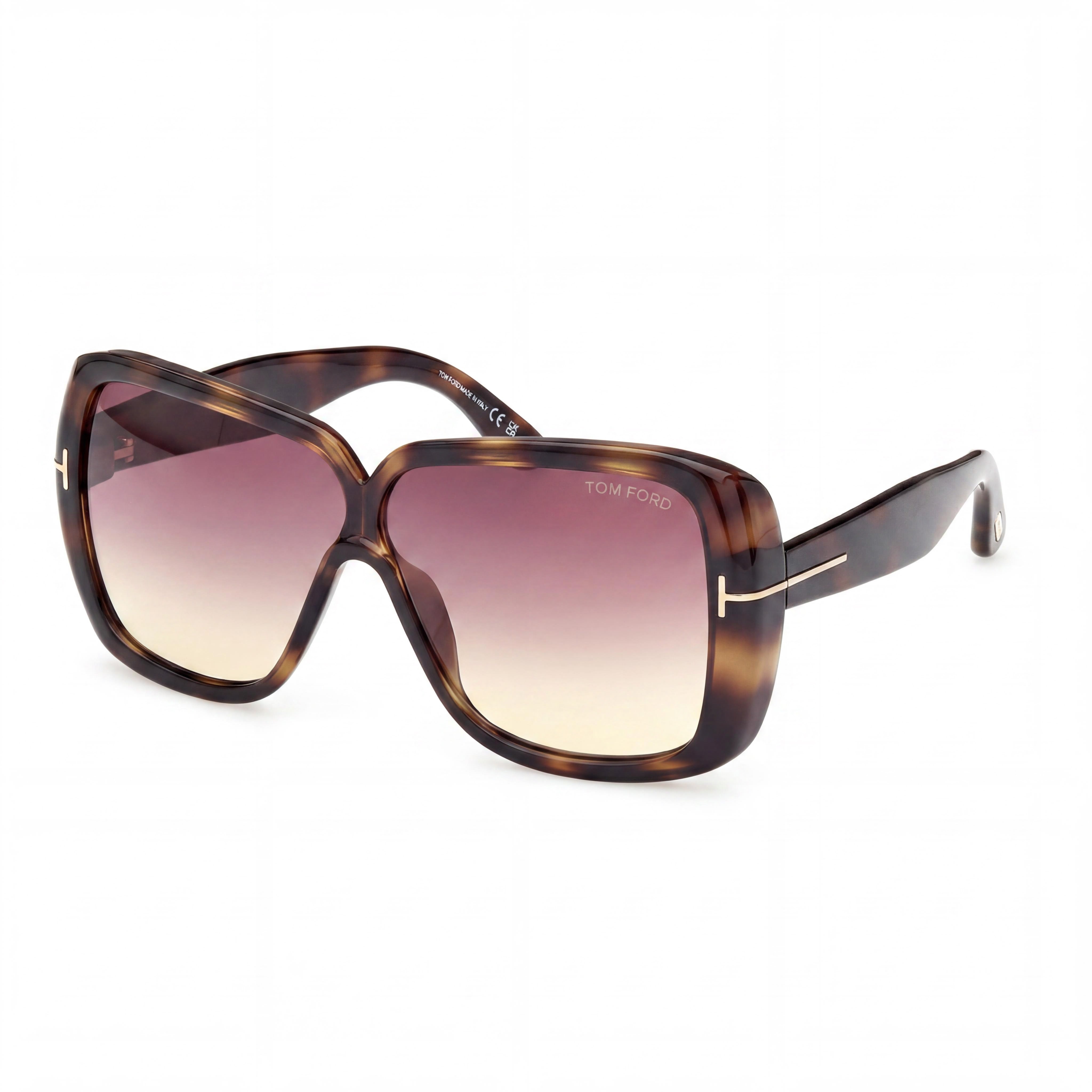 Tom Ford FT1037 MARILYN Women's Sunglasses, Dark Tortoise Plastic Frame, Gradient Violet Mirror Lenses, 61mm, Photo 1