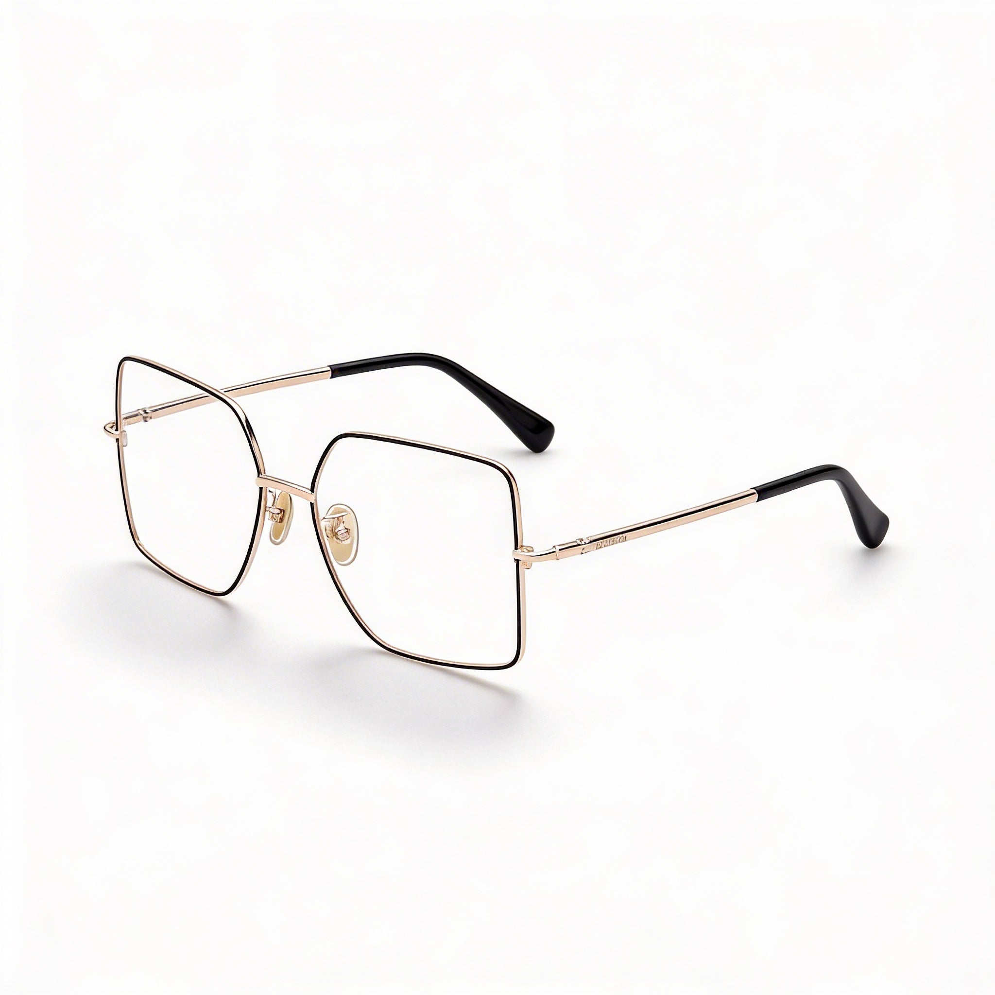 MaxMara Mm5098-h Gafas Metálicas para Mujer en Oro Rosado Brillante y Esmalte Negro, Negro Brillante 55mm, Photo 1