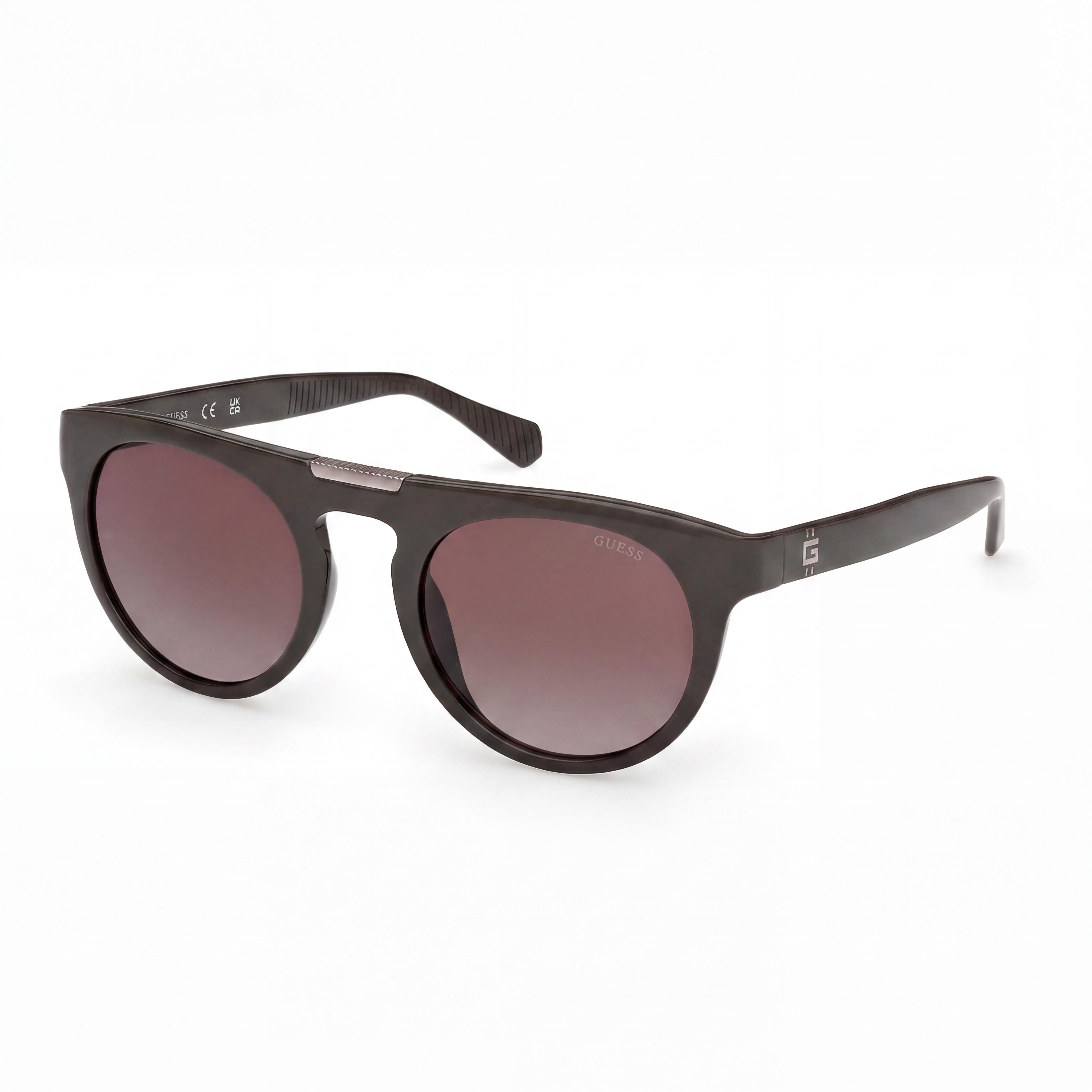 Gafas de sol de aviador de plástico Guess Maverick, para hombre, montura verde oscuro brillante, lentes marrones degradadas 52-22-140, Photo 1