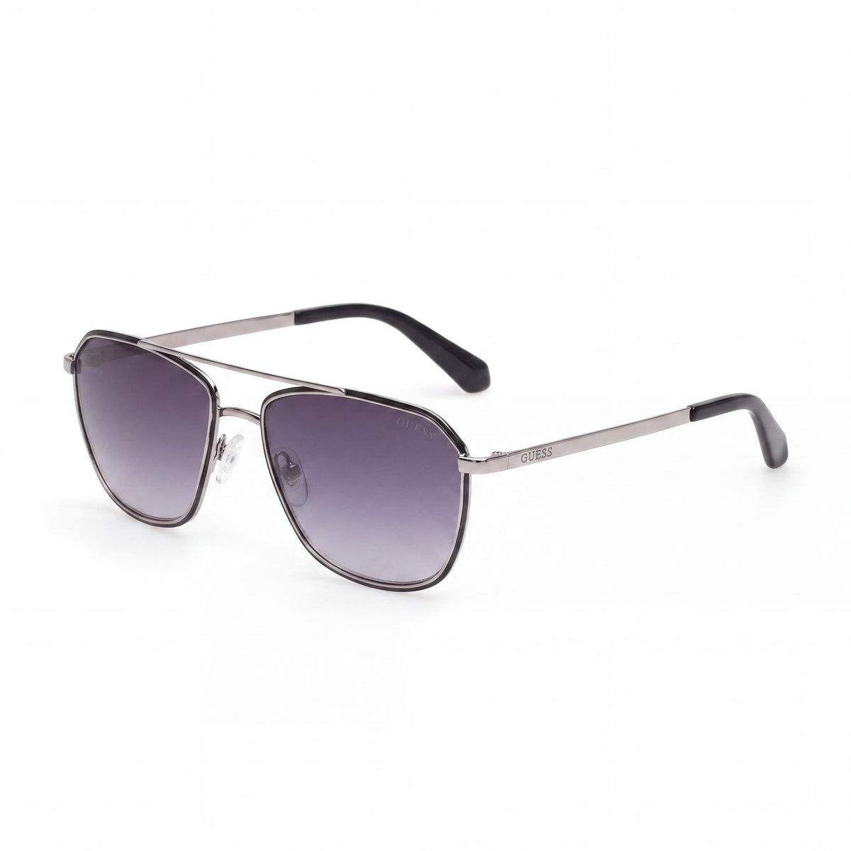 Gafas de sol de metal GUESS para hombre, montura de plástico negra, lentes polarizadas con degradado de humo, ancho de lente 56 mm, Photo 1