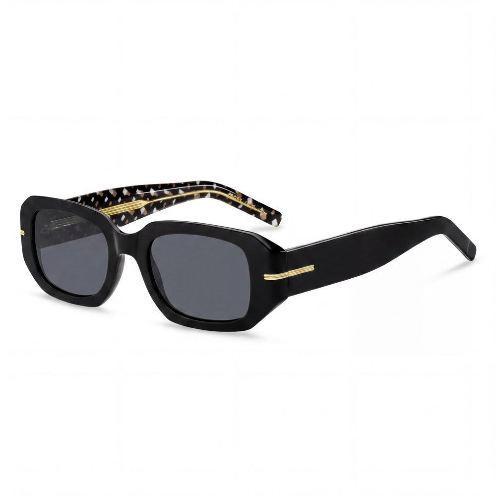Hugo Boss BOSS 1608/S Women's Classic Acetate Black Grey Frame Black Lens Sunglasses 50mm