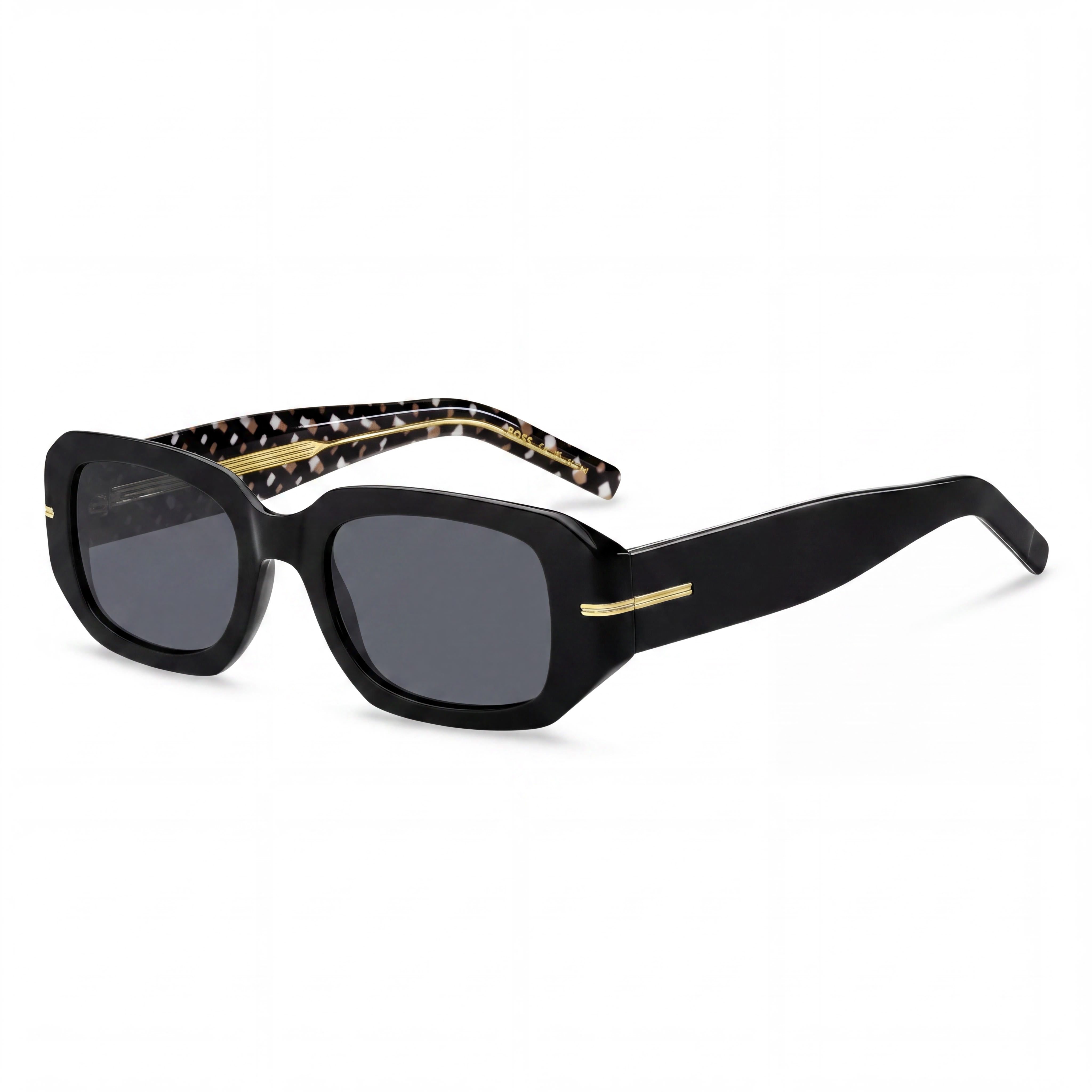 Gafas de sol clásicas Hugo Boss BOSS 1608/S para mujer, armazón de acetato negro y gris, lente negra de 50 mm, Photo 1