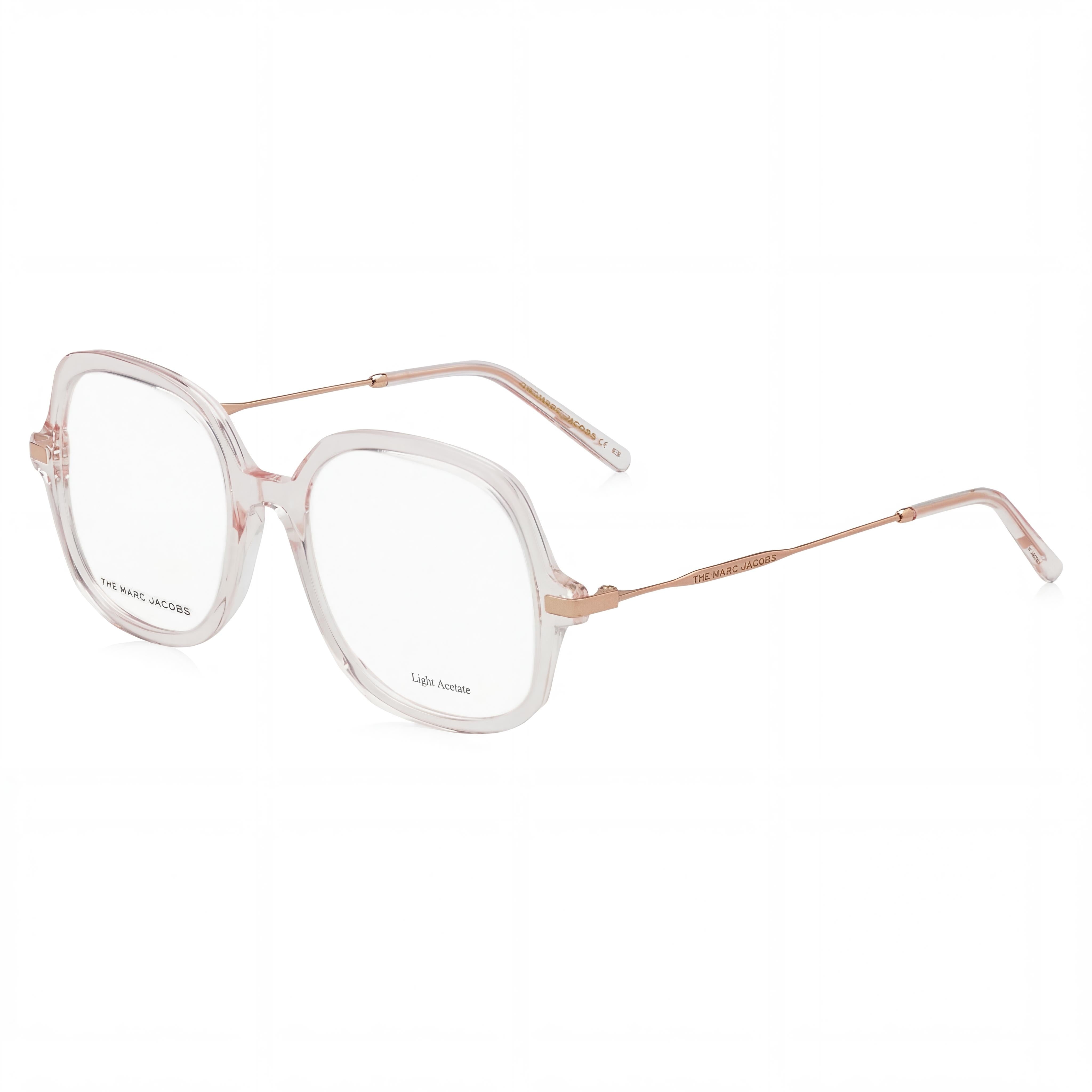 Gafas listas para graduar de acetato rosa con montura cuadrada para mujer Marc Jacobs Modern, con lentes de demostración transparentes 53-19-145, Photo 1