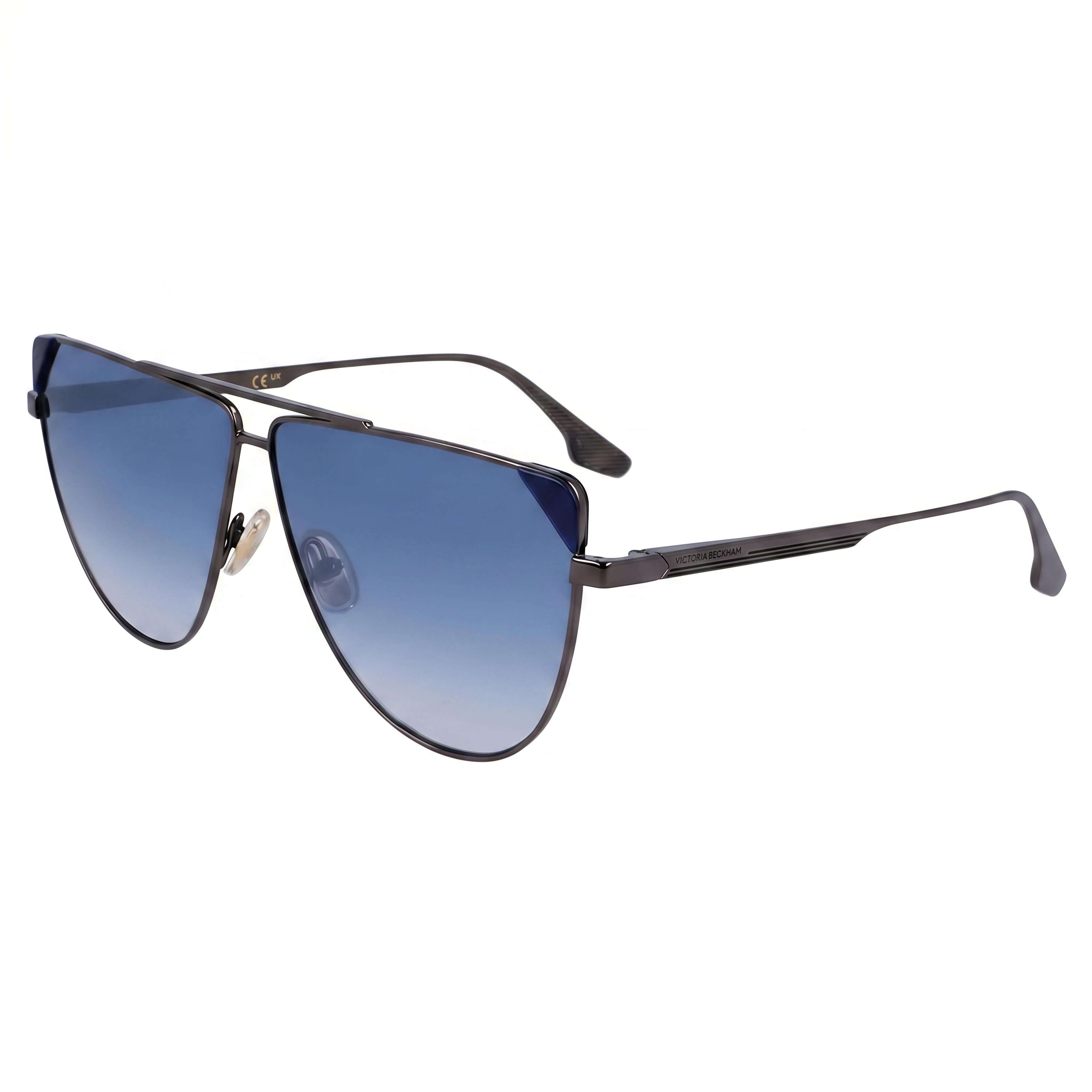 Victoria Beckham VB239S Modern Women's Metal Frame Non-Polarized Polycarbonate Lens Sunglasses Striped Blue 63mm, Photo 1