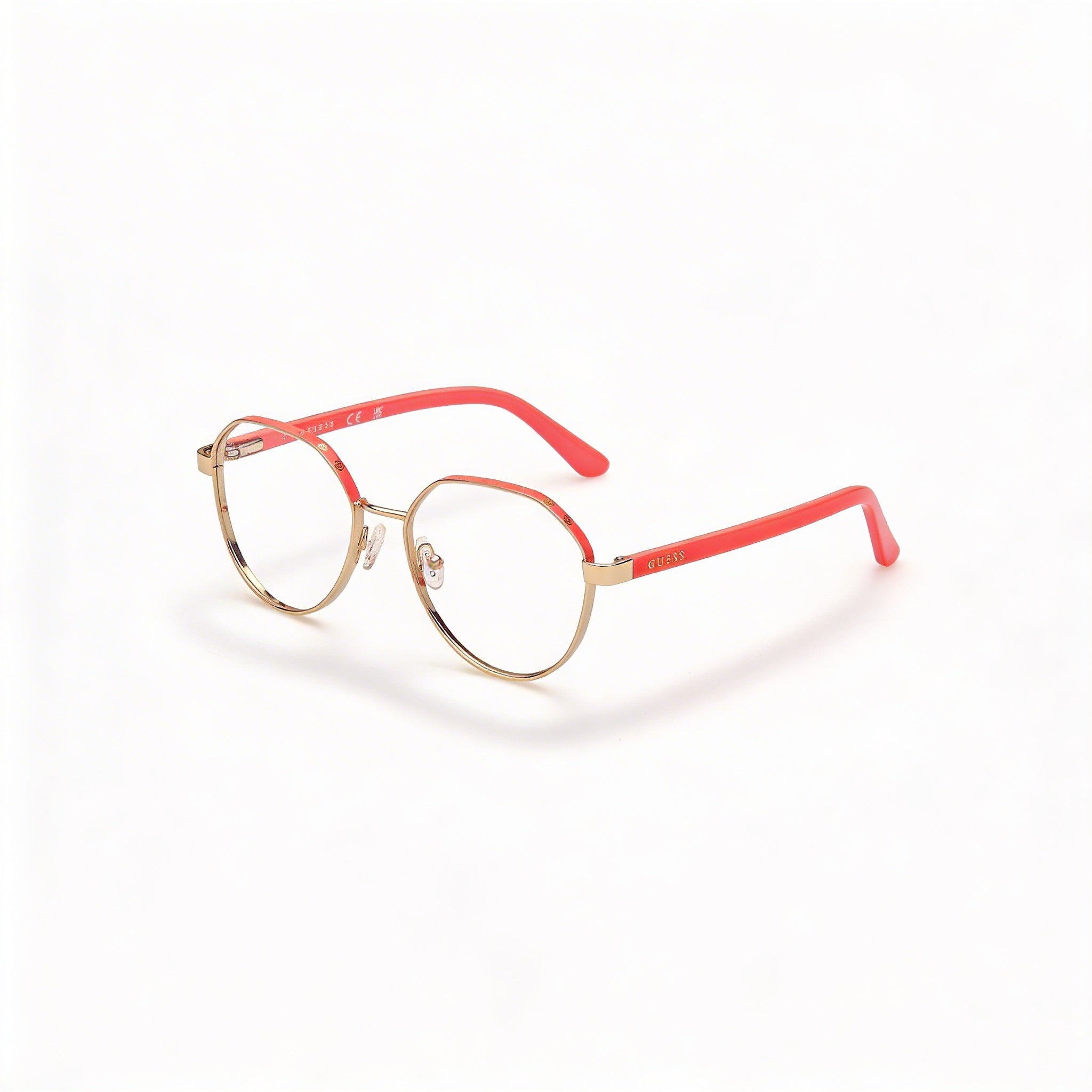 Guess Gu50124 Women's Stainless Steel Shiny Deep Gold Pink 51mm Eyeglasses, Photo 1