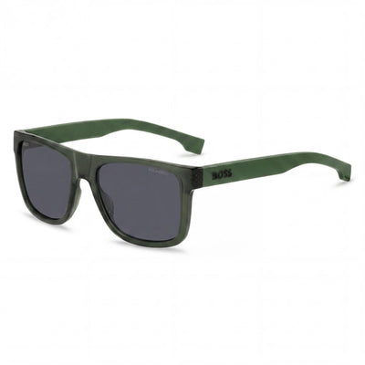 Gafas de sol para hombre Hugo Boss Boss 1647/S verdes de celulosa ecológica con montura P.INJ y lentes grises con 100 % protección UV de 55 mm
