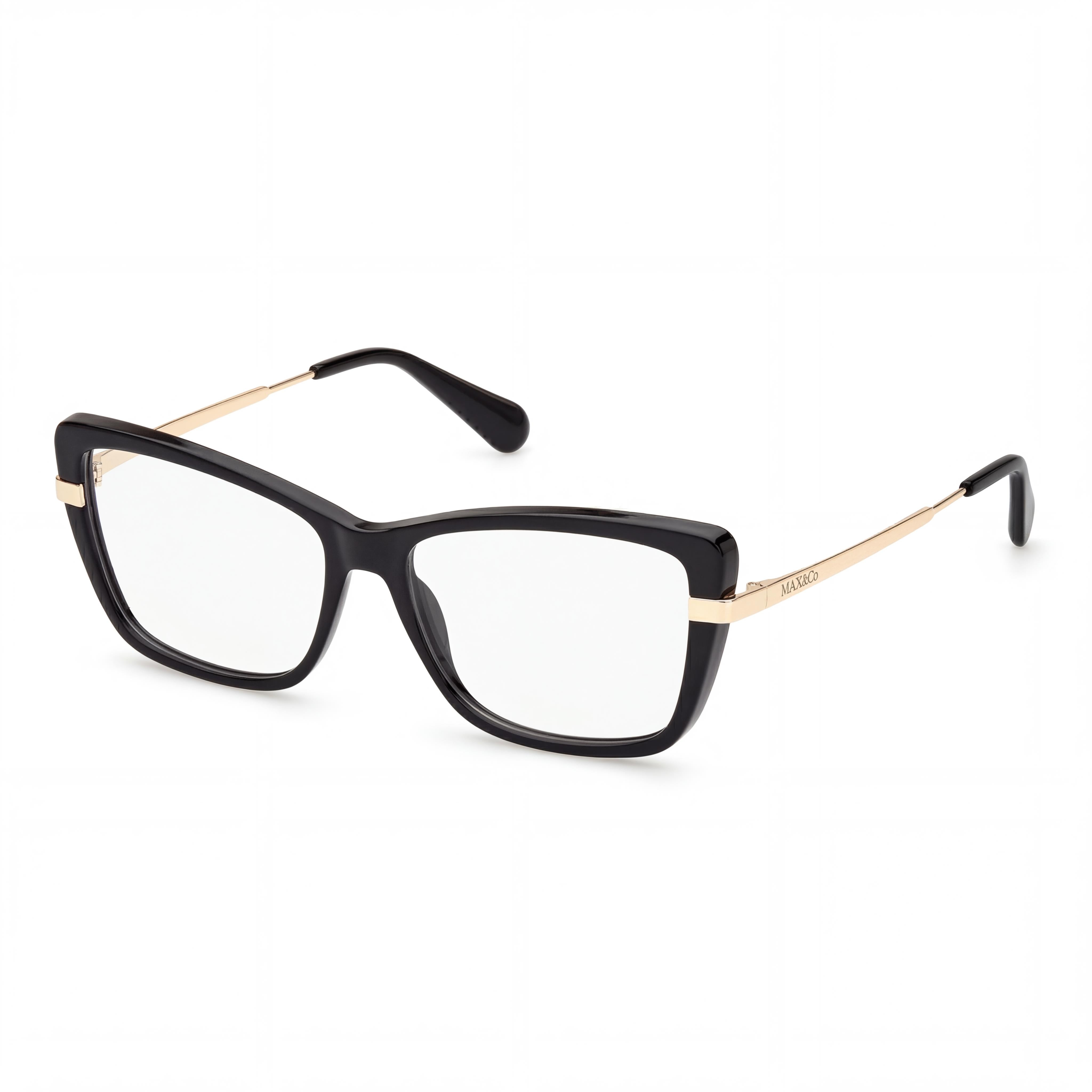 Gafas casuales Max & Co. para mujer, estilo ojo de gato, montura inyectada, color negro brillante, con lentes de 54 mm, puente de 15 mm y patillas de 140 mm., Photo 1