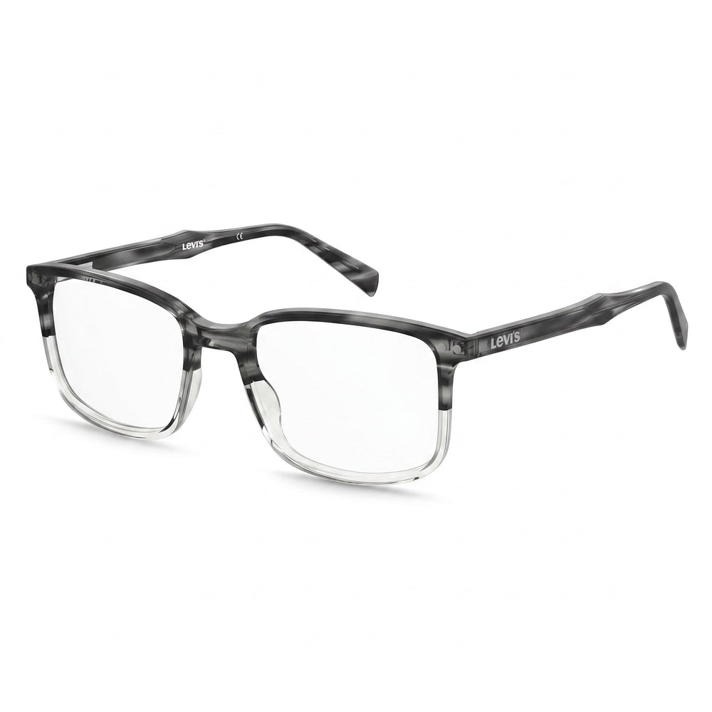 Levi's LV 5019 Men's Rectangle Polymethyl Methacrylate Eyeglasses Transparent White Grey Horn 54-19-145