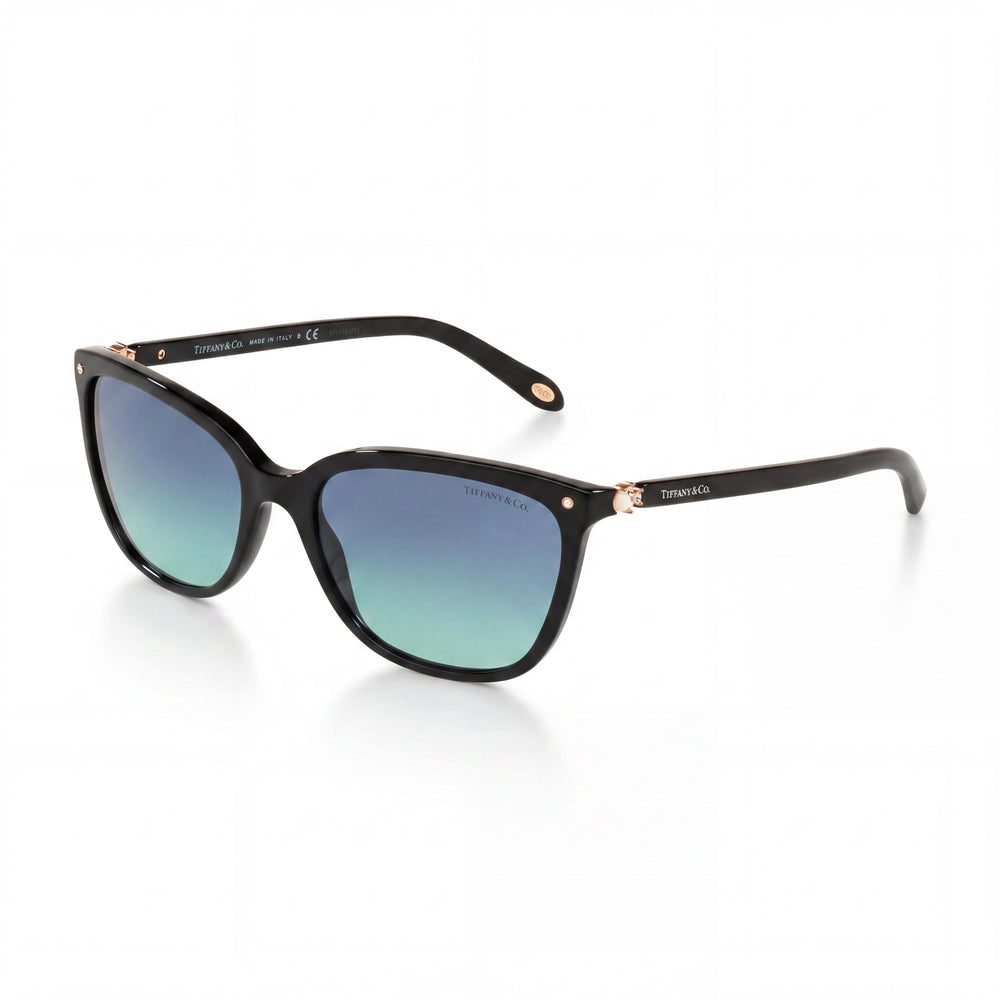 Gafas de sol Tiffany Contemporary para mujer, con montura de plástico azul y negro, lentes con protección UV y degradado azul, no polarizadas, 53 mm