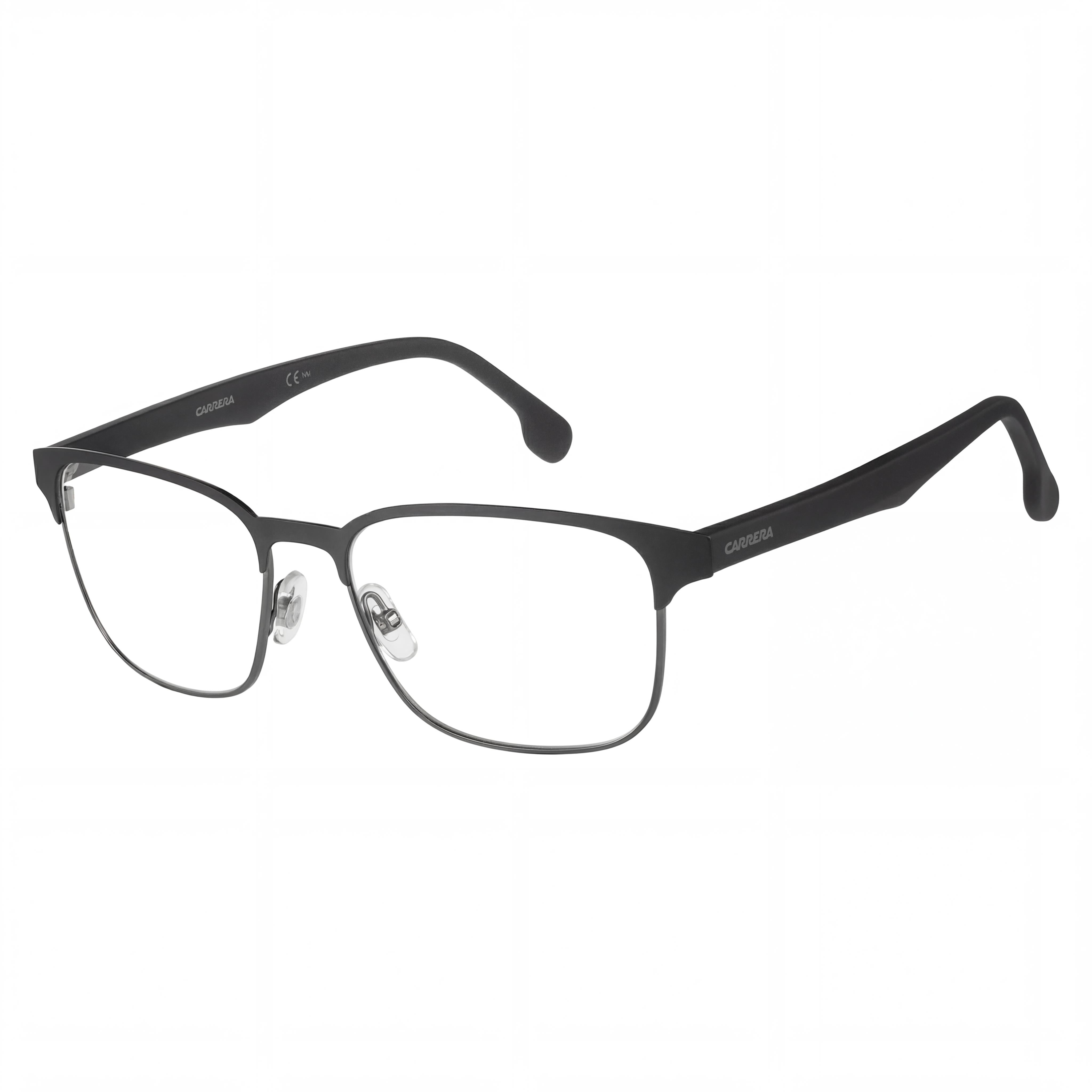 Carrera 138/V Unisex Matt Black Metal Slim Rectangular Prescription Optical Eyeglasses with Brow Bar 54mm, Photo 1