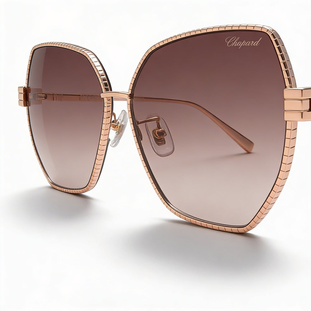 Chopard SCHL28M Casual Women's Shiny Copper Gold Titanium Sunglasses Brown Gradient Violet UV Protected Lenses 59-15-135