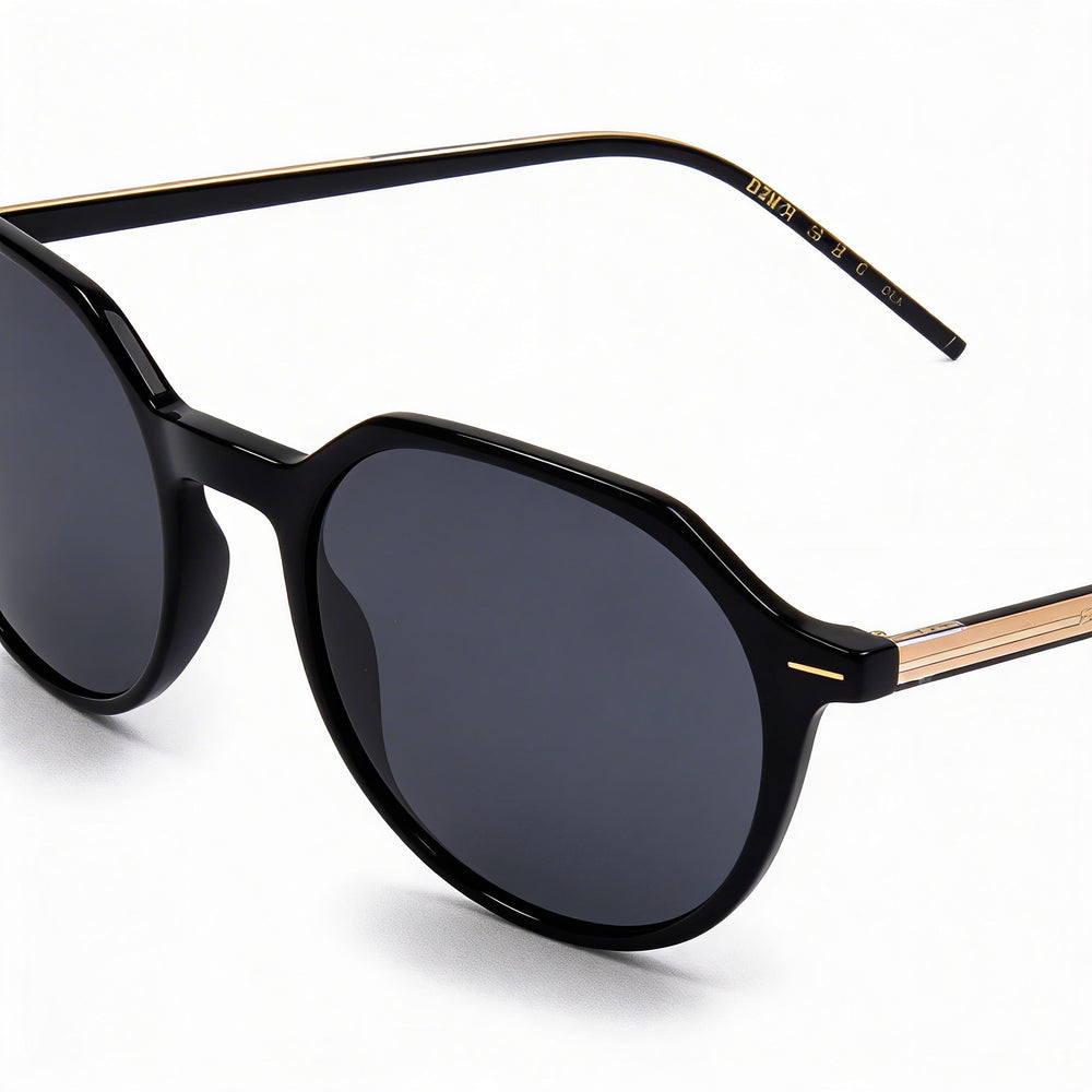 Gafas de sol ligeras y minimalistas Hugo Boss para mujer, montura de acetato de cristal negro y gris con lentes grises, 51 mm