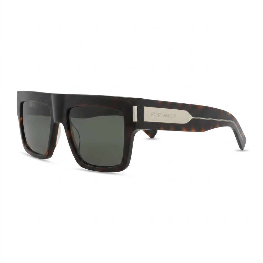 Gafas de sol cuadradas de plástico Yves Saint Laurent SL 628 para hombre, color gris cristal Havana, 55 mm, 100 % UV, sin polarizar