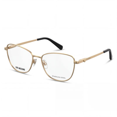 Love Moschino Women's Squared Gold Copper Metal Frame Fashion Glasses with 3D Heart Temples 52mm