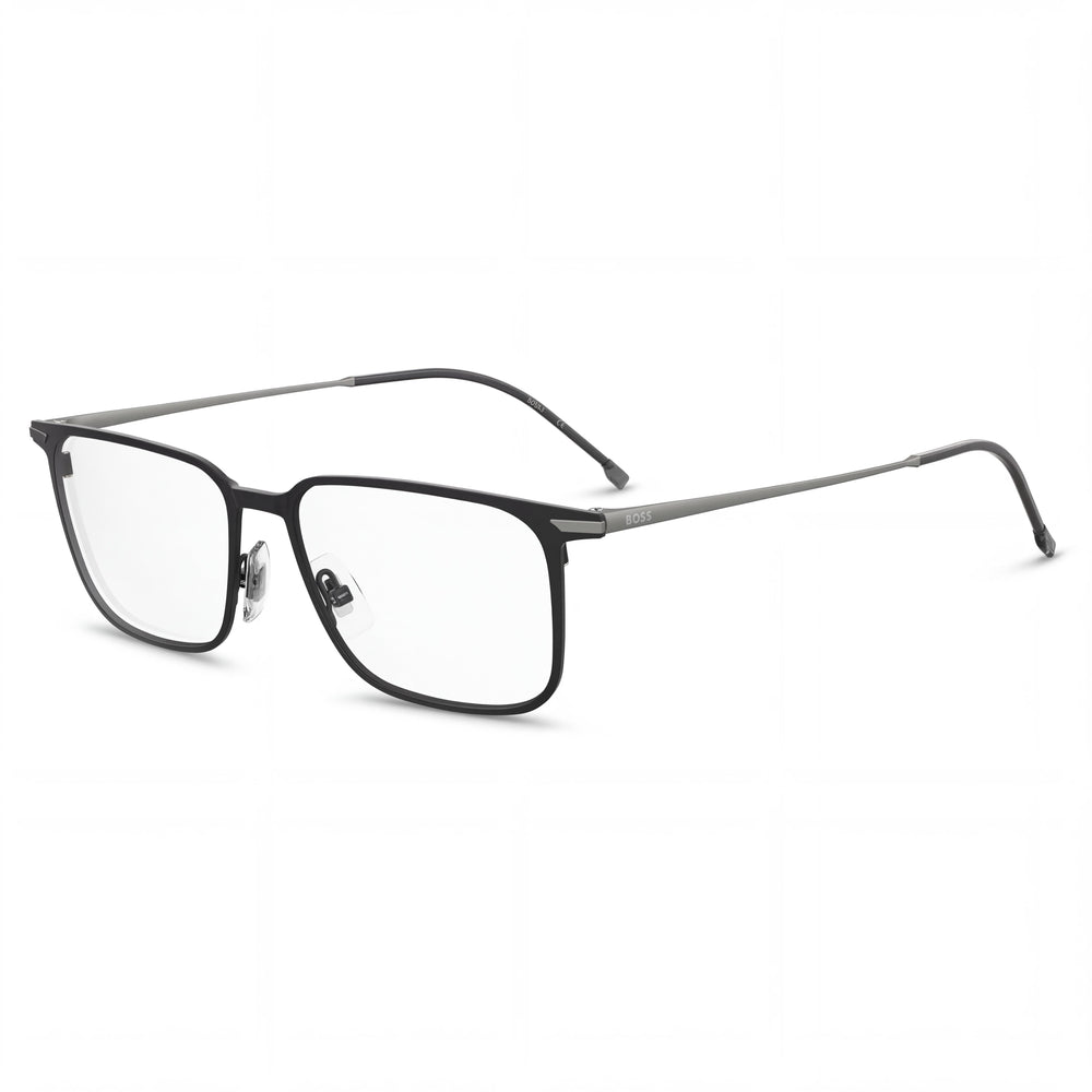 Gafas unisex modernas Hugo Boss con montura de titanio en color negro mate, ancho de lente 55