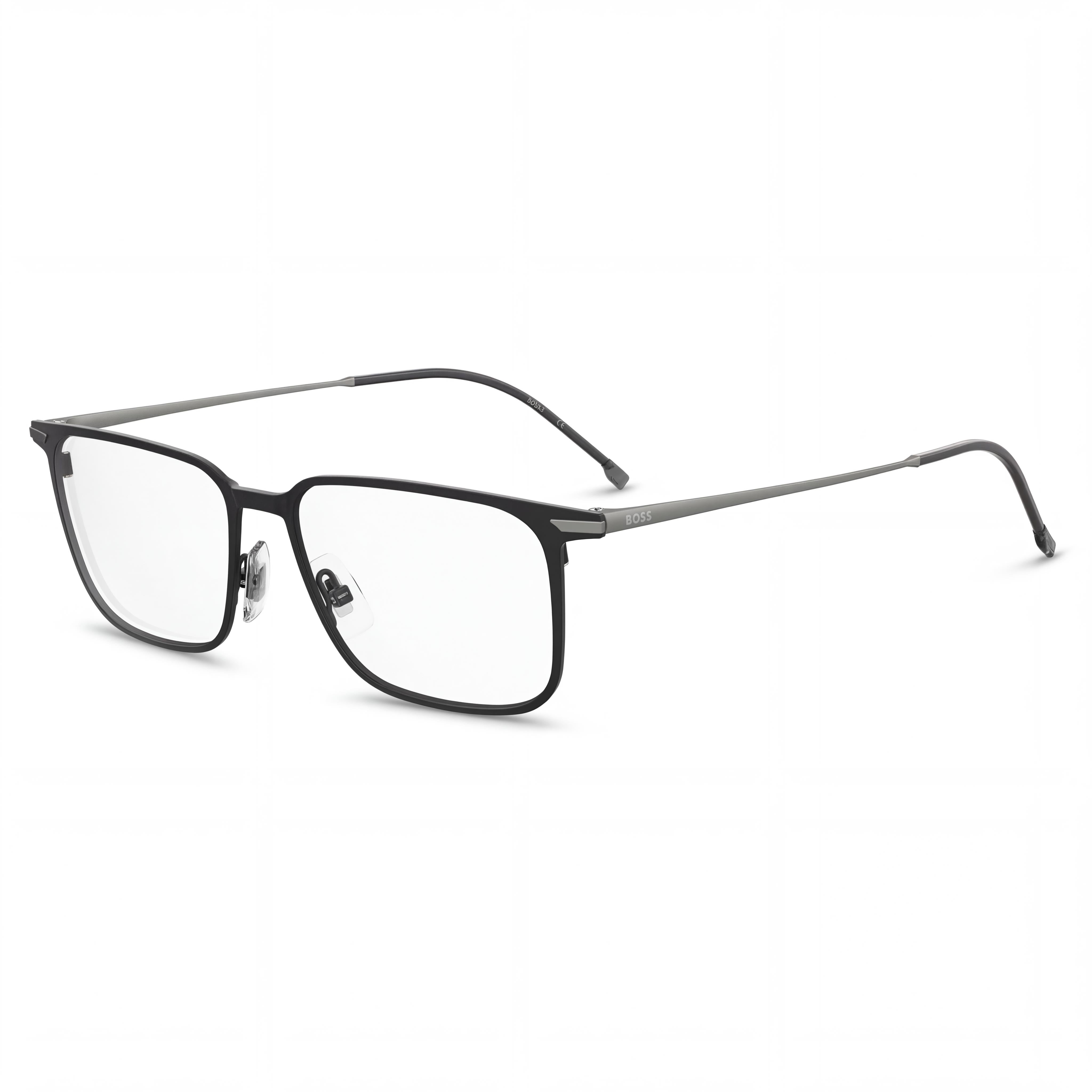 Hugo Boss Modern Unisex Eyewear featuring a Titanium Frame in a Matt Black Color, Lens Width 55, Photo 1