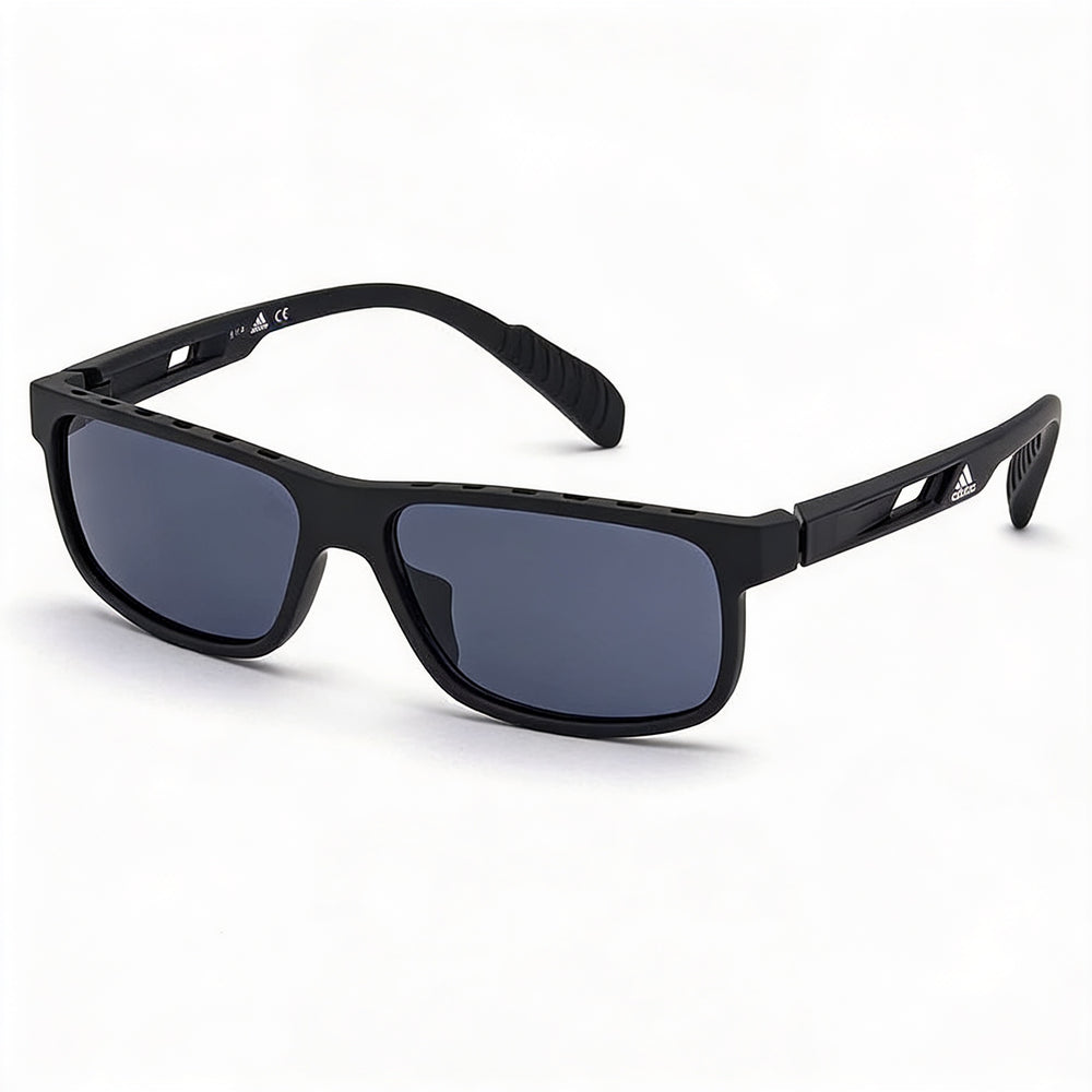 Gafas de sol Adidas Classic para hombre, cuadradas, de plástico, sin polarizar, con protección UV, color negro ahumado, 55 mm