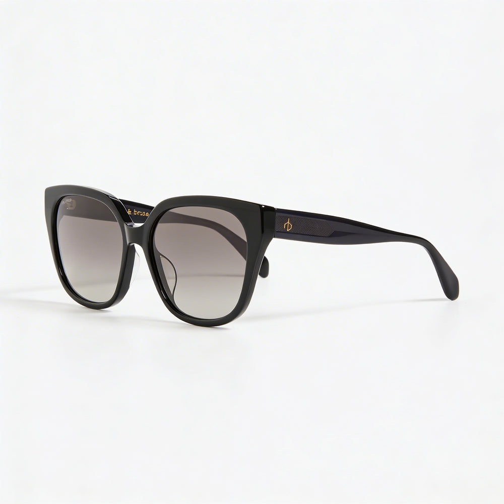 Gafas de sol clásicas Rag & Bone para mujer, de plástico negro, polarizadas, con protección UV y tonos grises, 56 mm