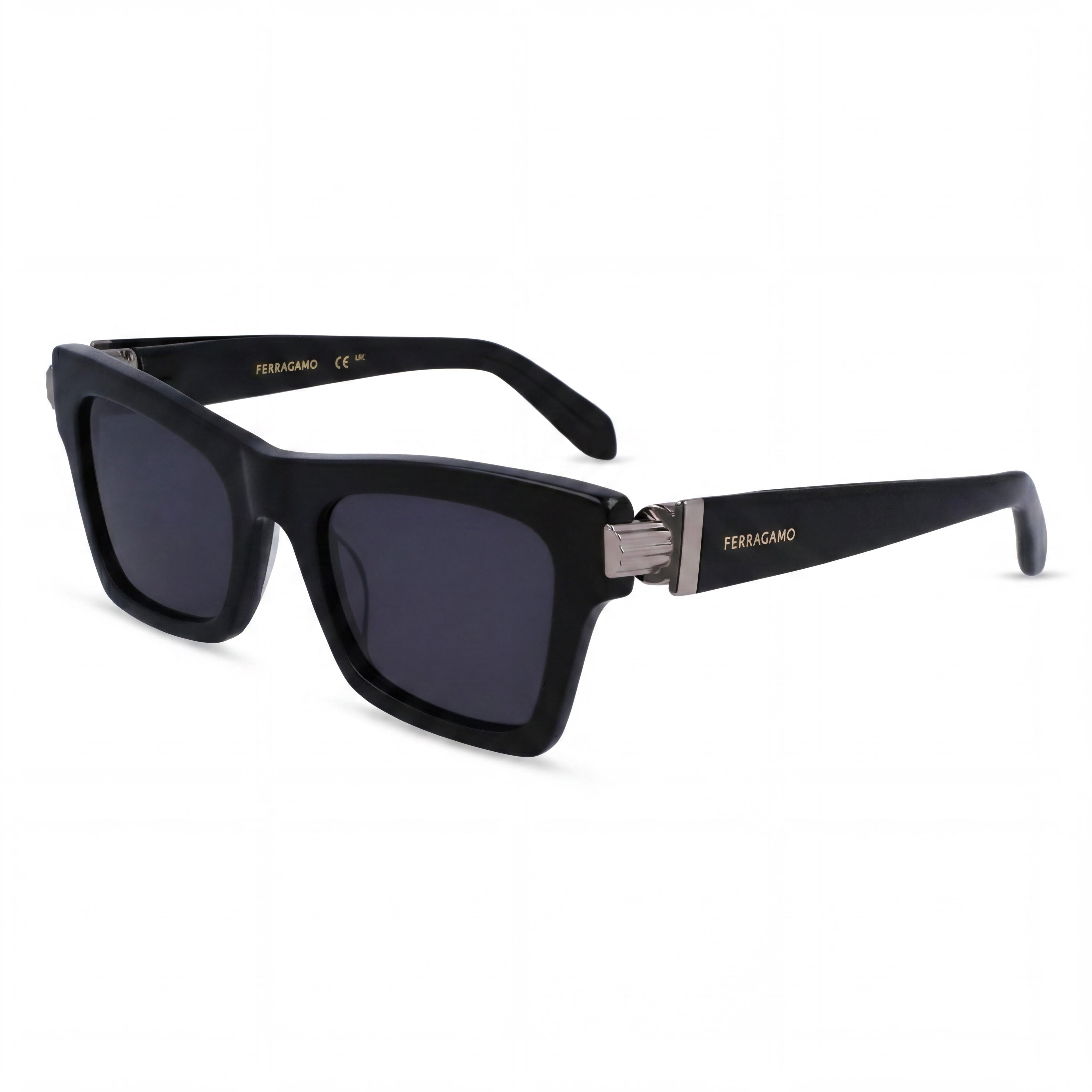 Gafas de sol Ferragamo SF2013S para mujer, de acetato negro, con protección UV, color gris, 52 mm, Photo 1