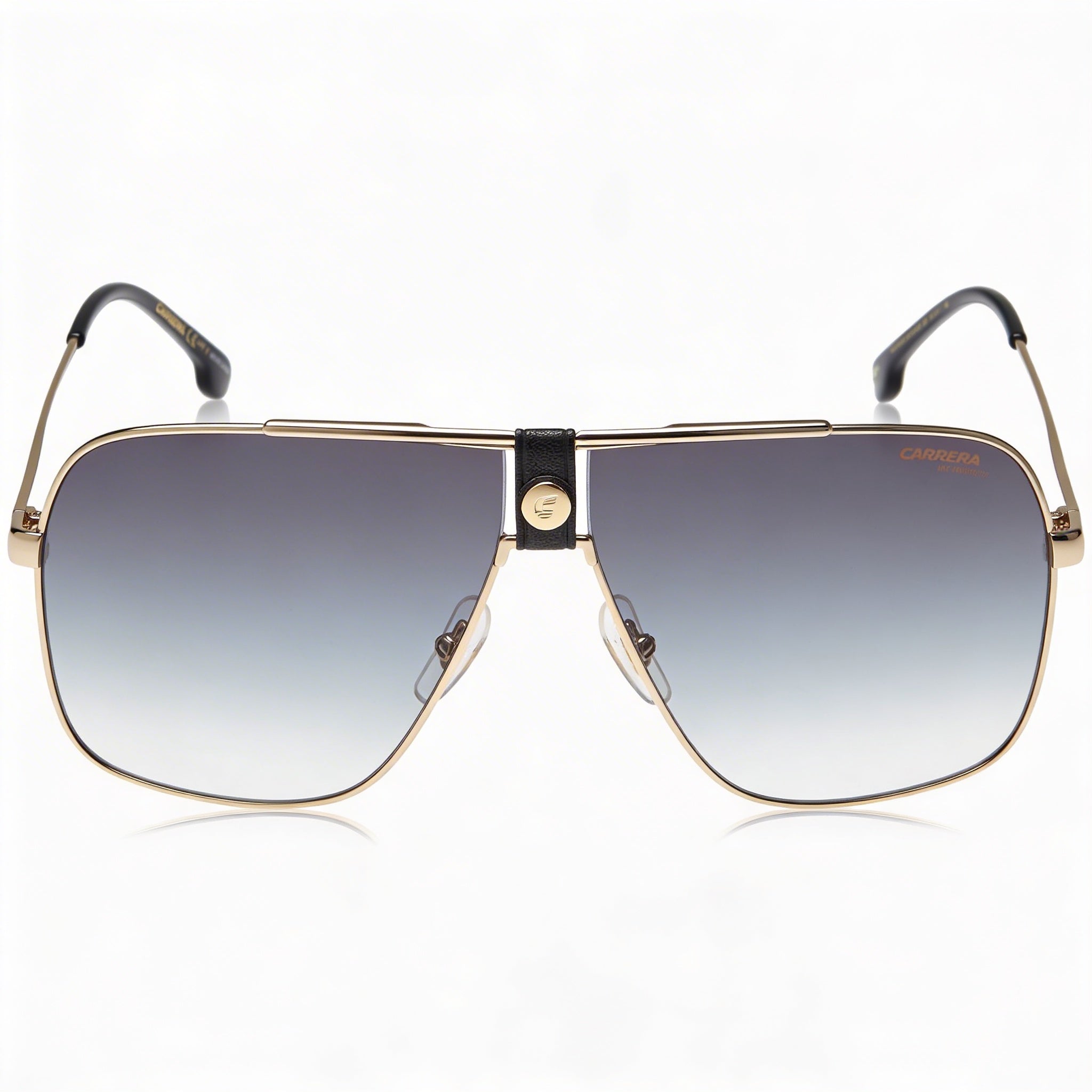 Gafas de sol Carrera 1018/S unisex, estilo aviador de metal, protección UV, armazón negro y dorado, lentes verdes degradadas de 63 mm, Photo 1