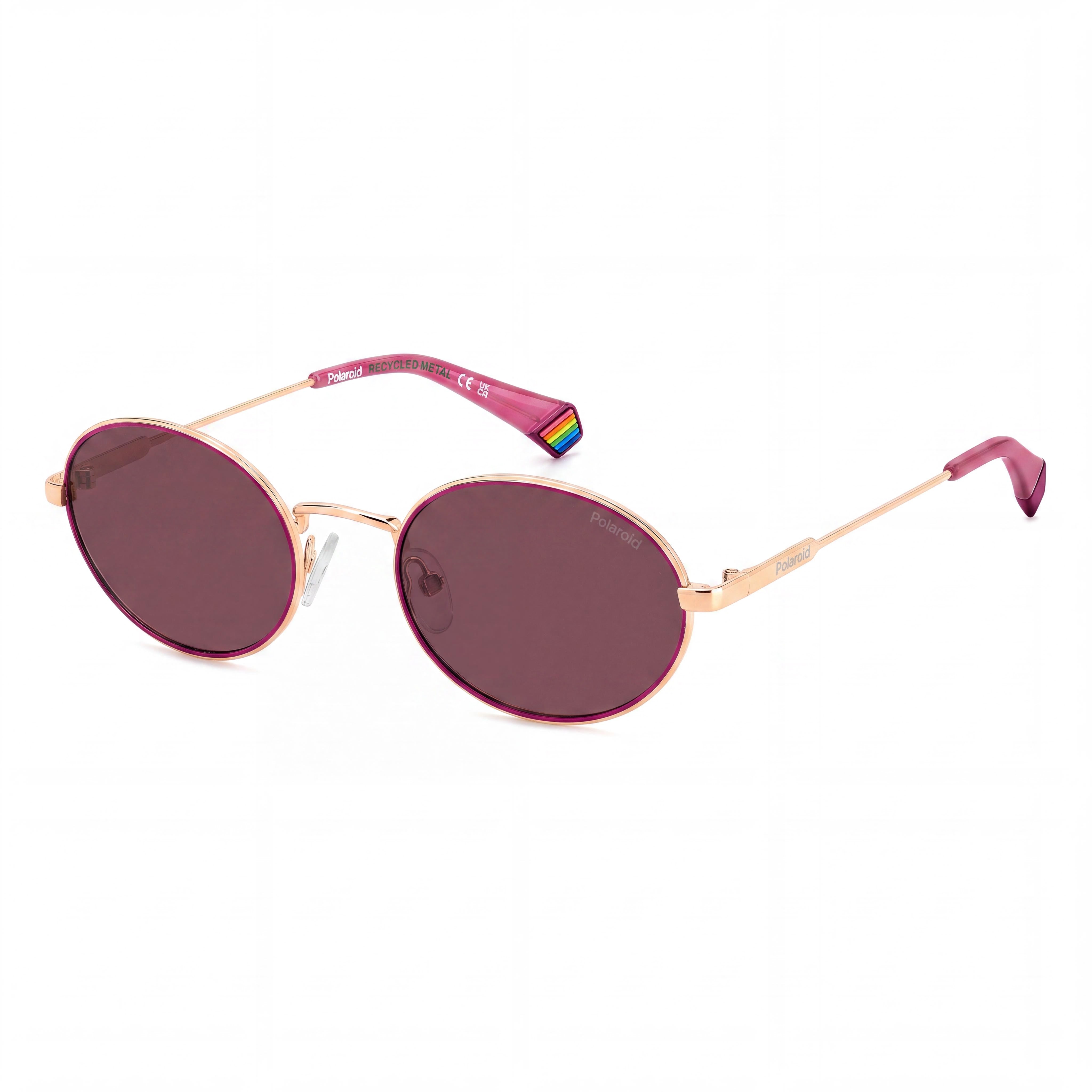 Gafas de sol ovaladas Polaroid Pld 6228/S/X de acero inoxidable color lila dorado cobre 100% UV para mujer, 53 mm, Photo 1