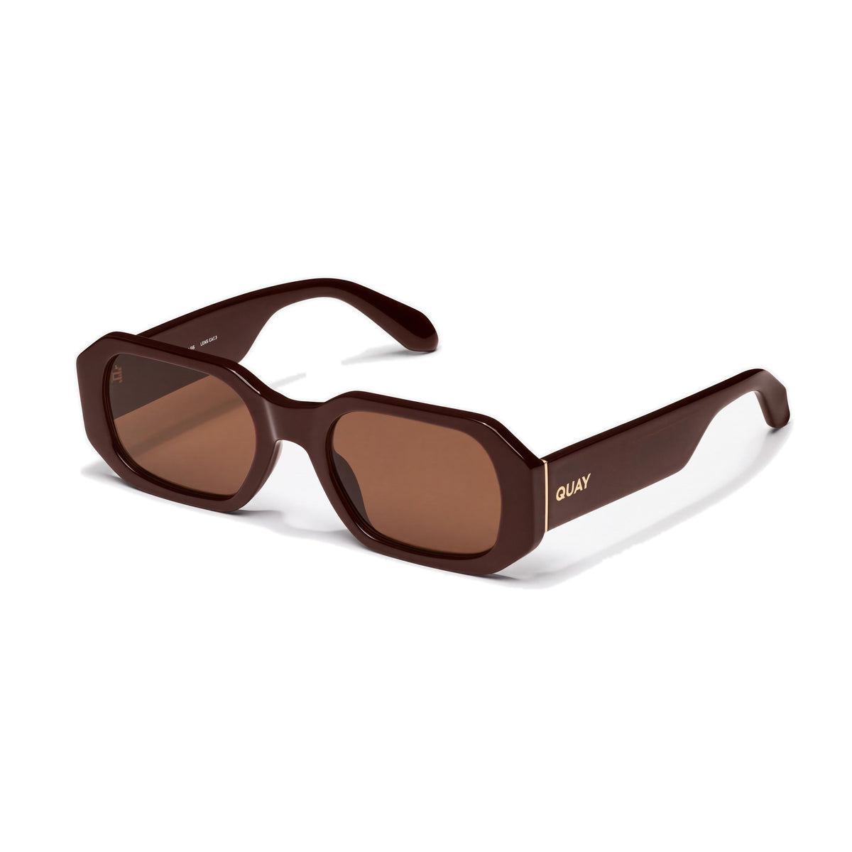 QUAY AUSTRALIA HYPED UP Unisex Square Champagne Brown Plastic Frame Brown Lens Non-Polarized Sunglasses 53mm, Photo 1